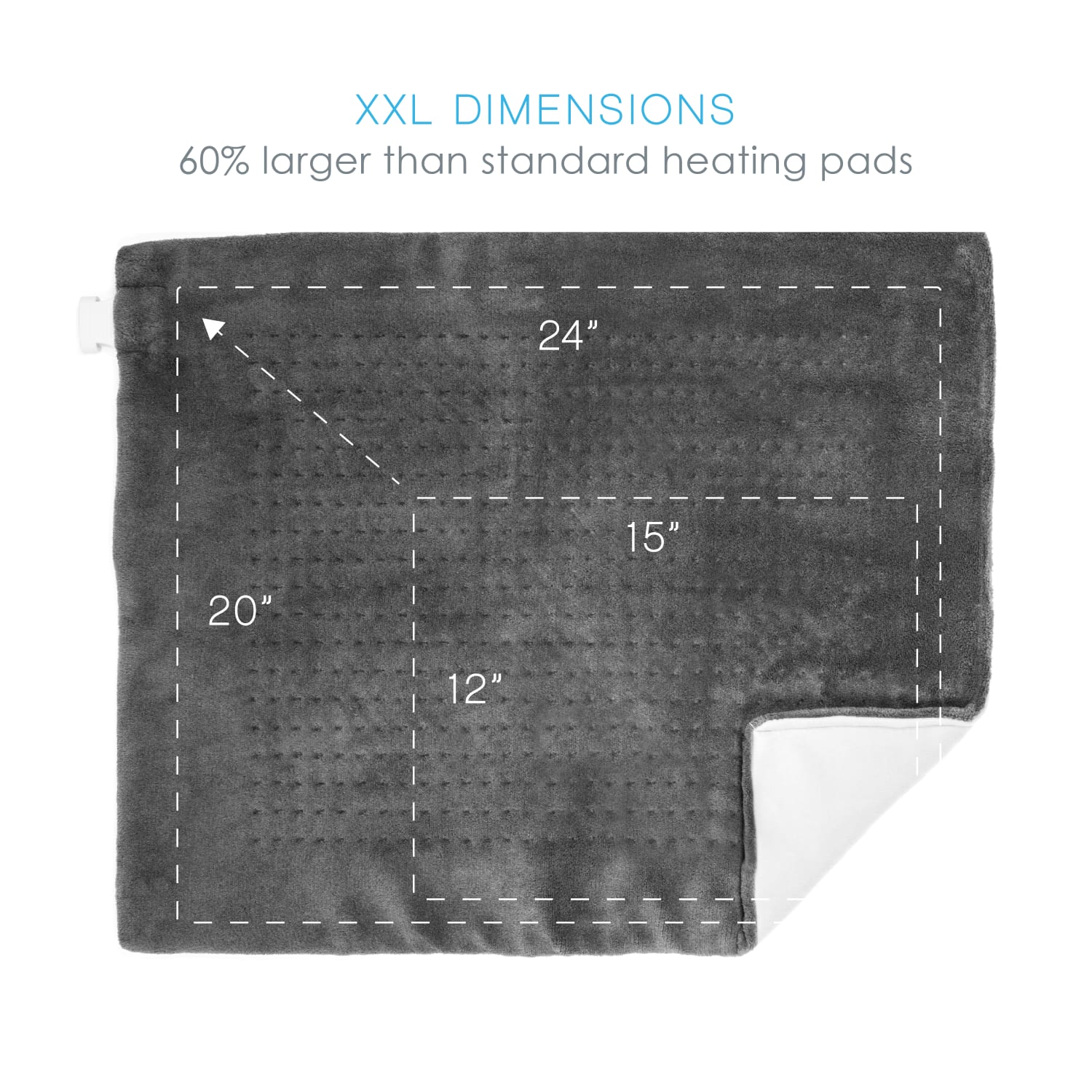 Pure Enrichment PureRelief XXL Ultra-Wide Microplush Heating Pad, 19-1/2in x 24in, Charcoal Gray - Image 5