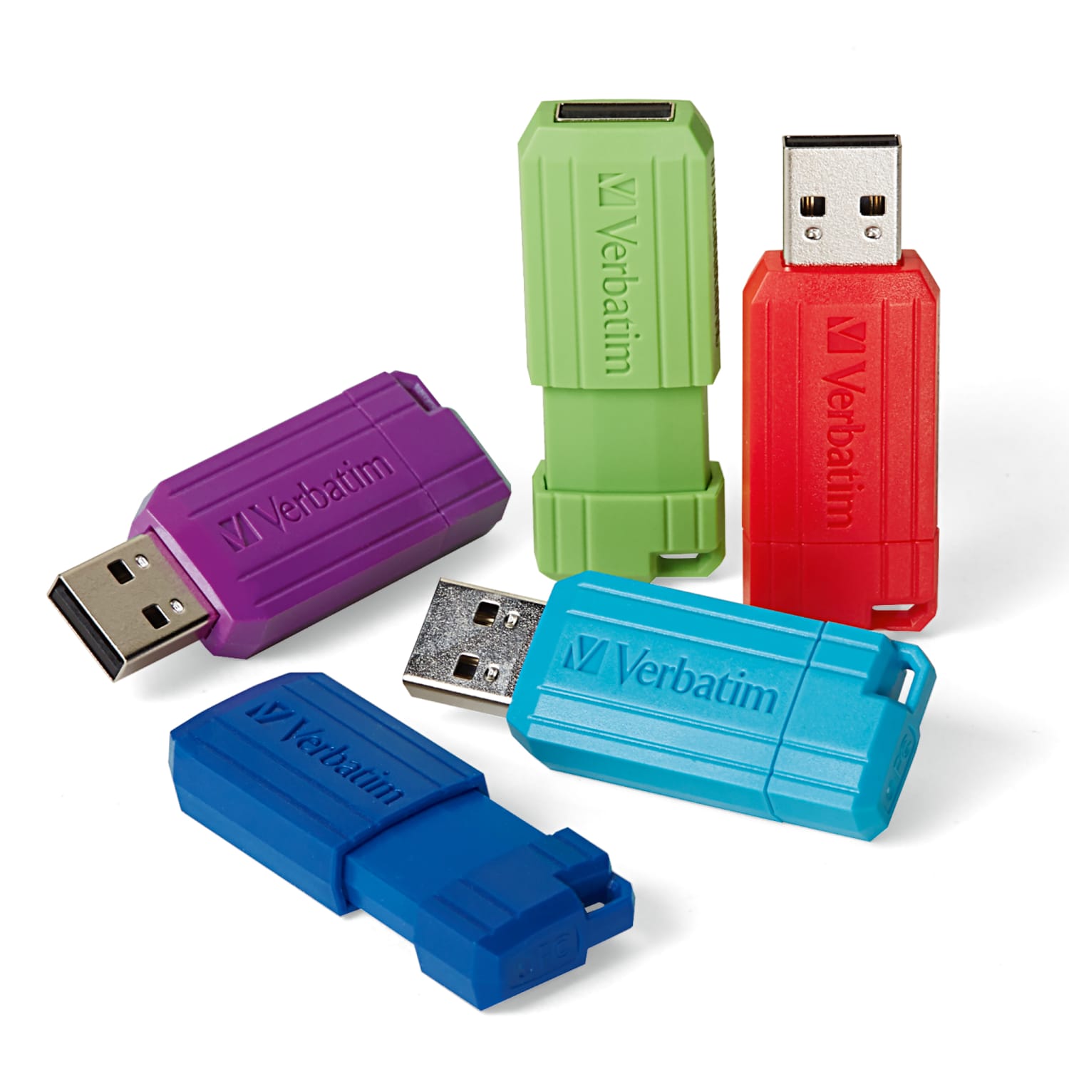 Verbatim PinStripe USB 2.0 Flash Drives, 32GB, Assorted Colors, 5 Pack - Image 3