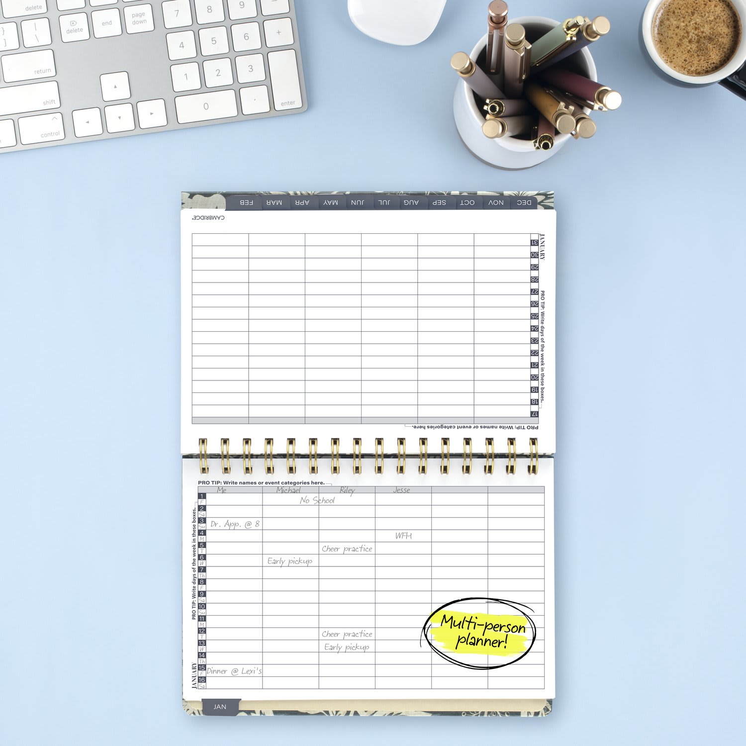 Mead Cambridge Denim Blooms 2027 Monthly Planner and Notes, Small, 5 1/2in x 8 1/2in - Image 3