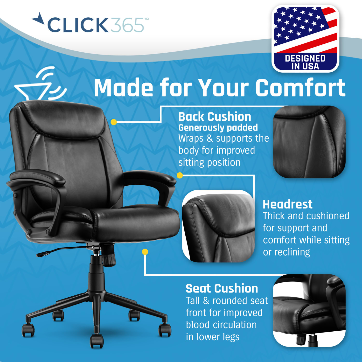 Click365 Transform 10 Ergonomic Bonded Leather MidBack Manager Office Chair Black PopularChairscom Click365 Transform 10 Ergonomic Bonded Leather Mid Back Manager Office Chair Black PopularChairscom