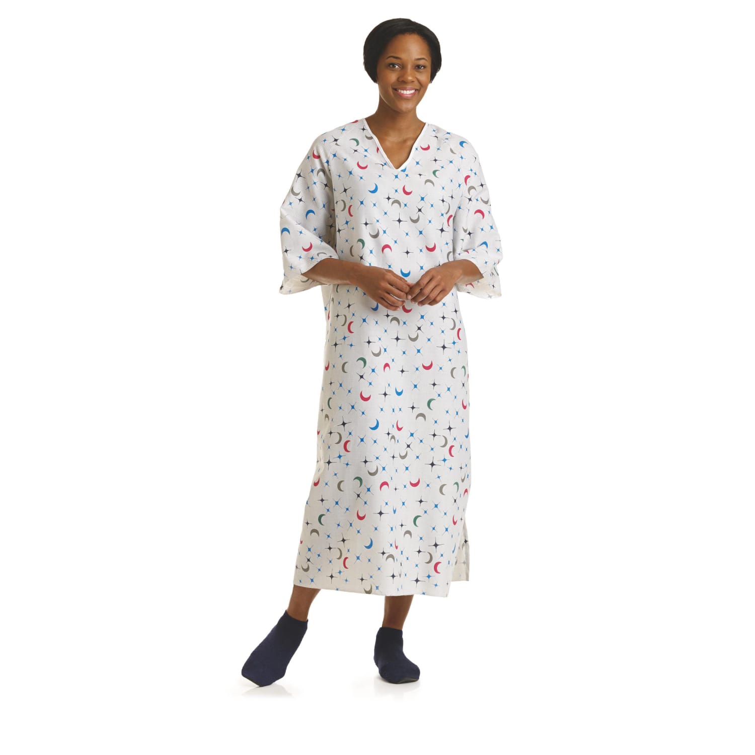 Medline Deluxe Cut Patient Gowns, 66in, Lunar, Pack Of 12