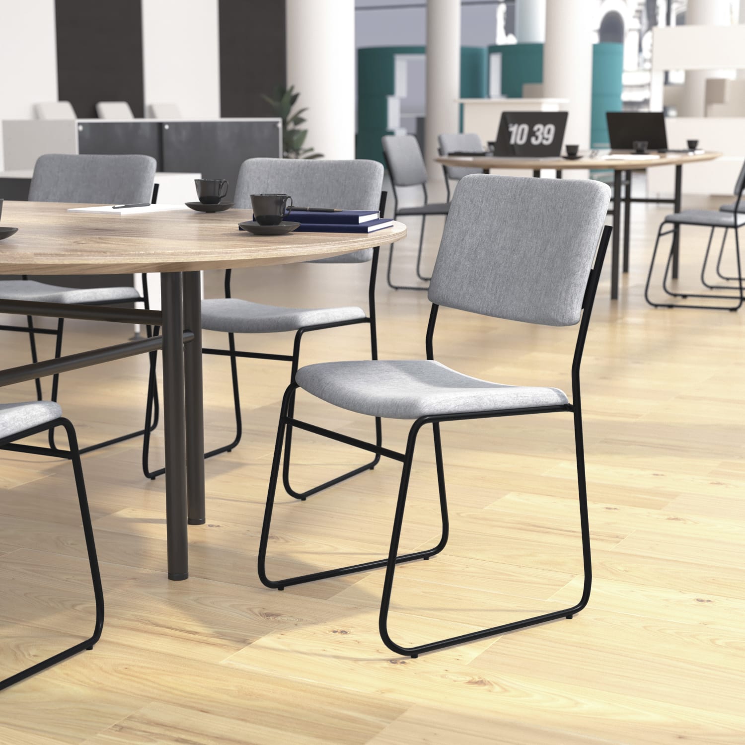 Flash Furniture HERCULES Series Stacking Chair With Sled Base GrayBlack Frame PopularChairscom
