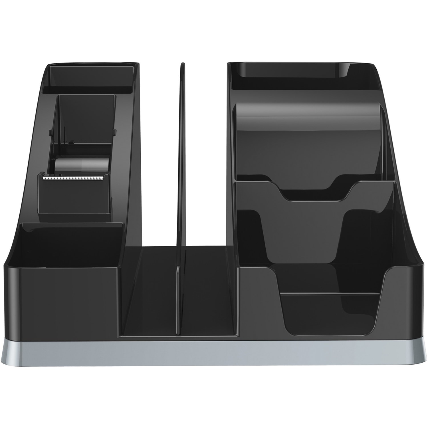 Deflecto Silouettes All-in-One Caddy - 6 Compartment(s) - 5.19in Height x 8.13in Width x 9.13in Depth - Desktop - Cable Management, Removable Divider - Silver - 1 Each - Image 3