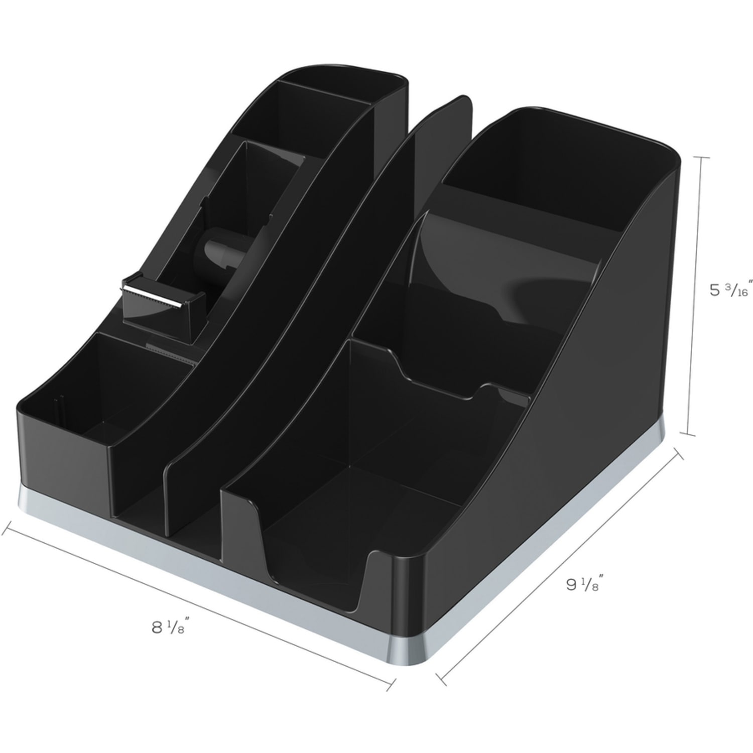 Deflecto Silouettes All-in-One Caddy - 6 Compartment(s) - 5.19in Height x 8.13in Width x 9.13in Depth - Desktop - Cable Management, Removable Divider - Silver - 1 Each - Image 5