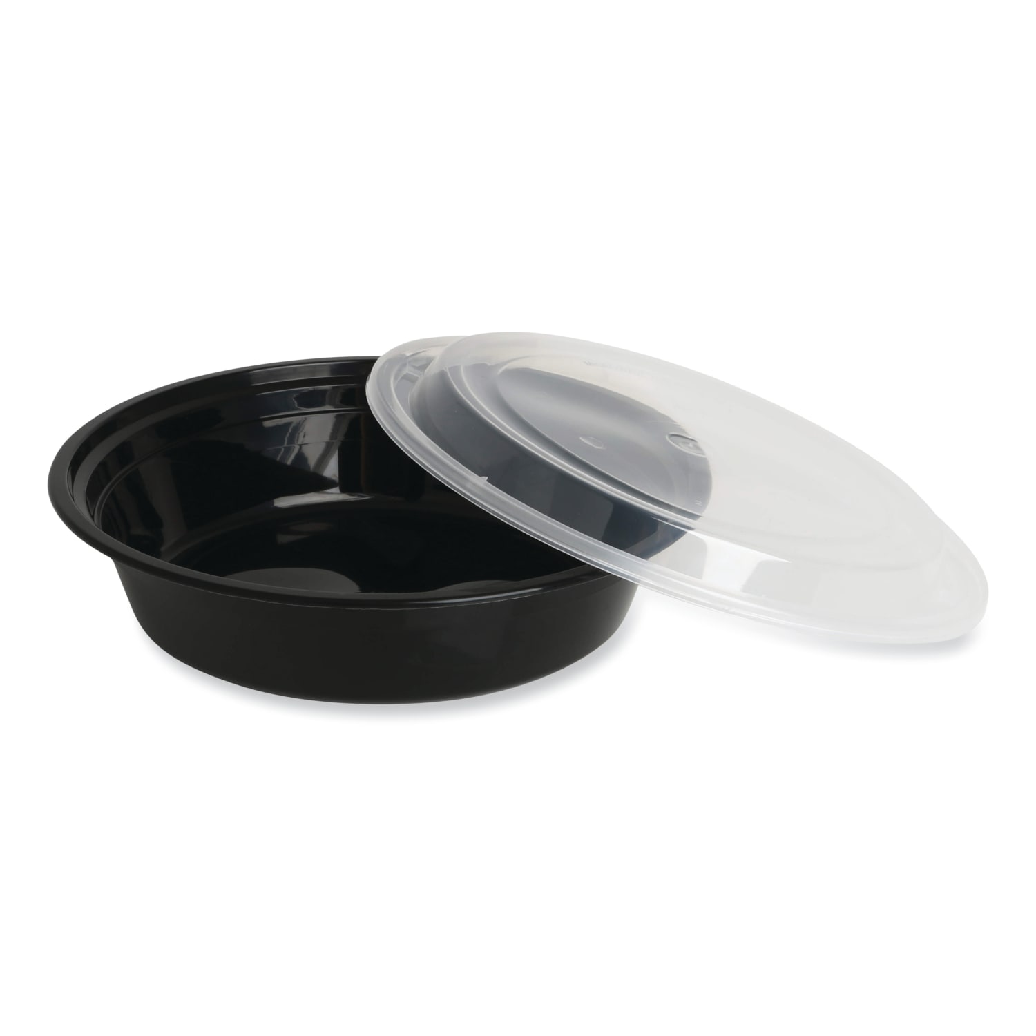 GEN Microwavable Food Containers With Lids, Round, 48 Oz, Black/Clear, Pack Of 150 Containers - Image 3