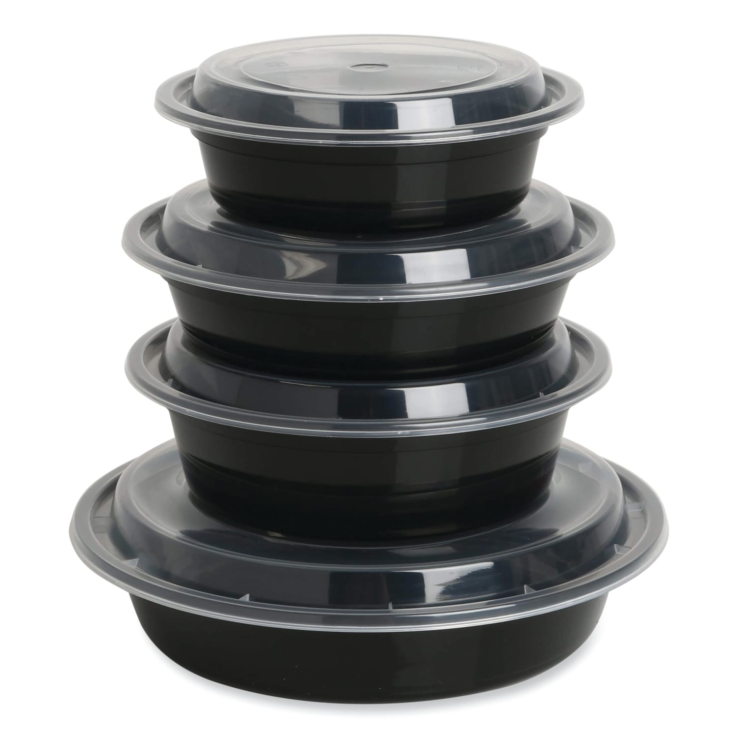 GEN Microwavable Food Containers With Lids, Round, 48 Oz, Black/Clear, Pack Of 150 Containers - Image 4