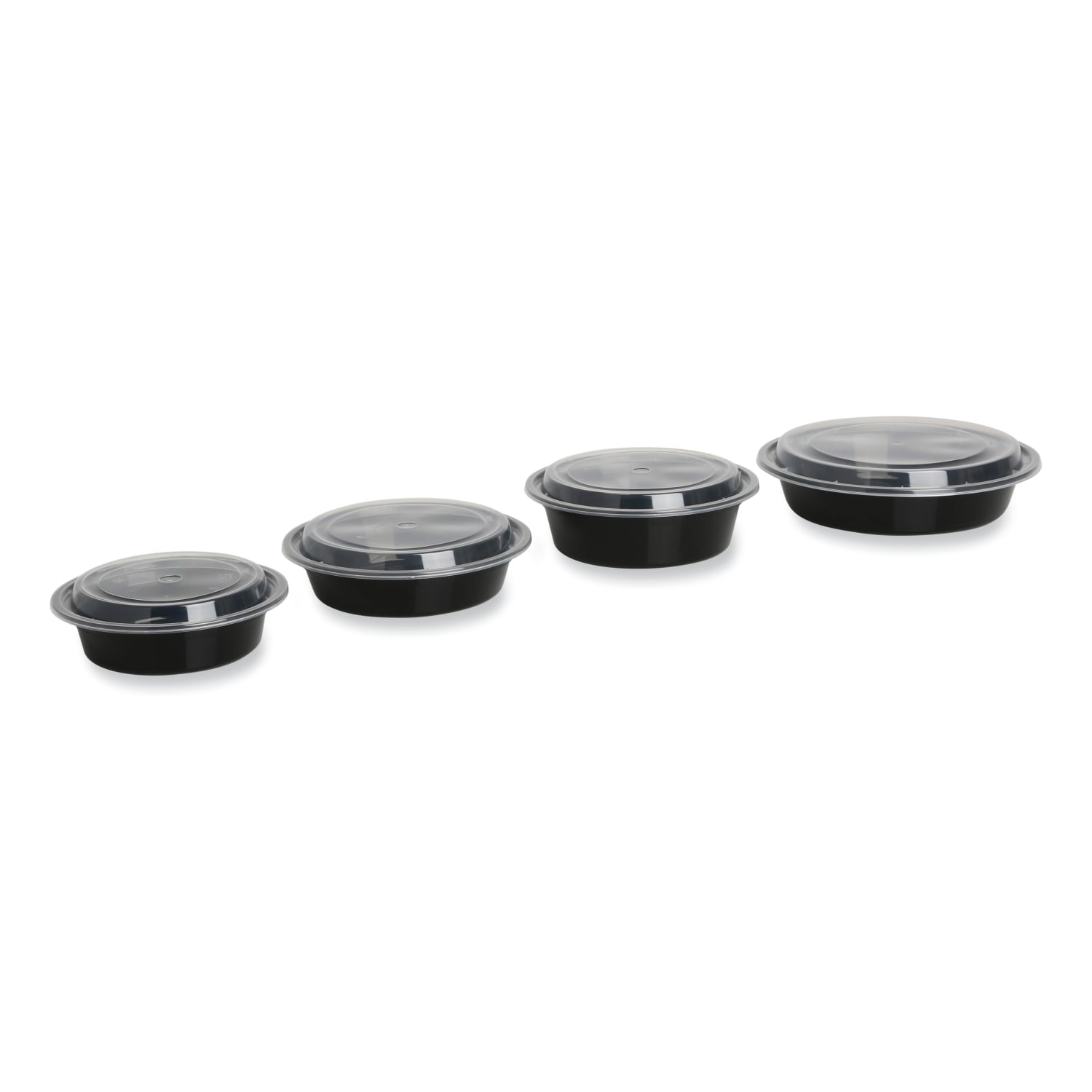 GEN Microwavable Food Containers With Lids, Round, 48 Oz, Black/Clear, Pack Of 150 Containers - Image 5