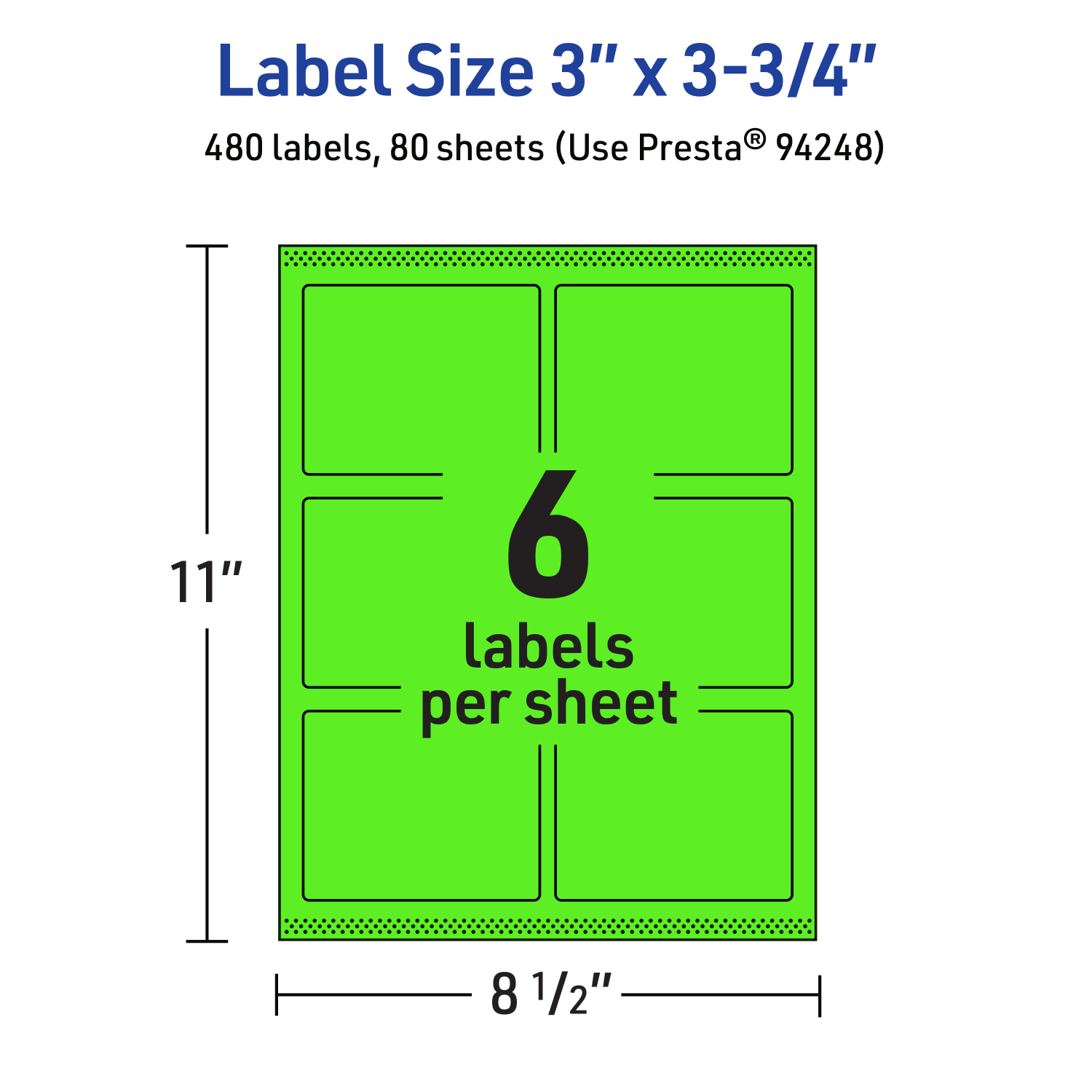 Avery Print-To-The-Edge Labels With Sure Feed Technology And Easy Peel, 94248-NGP80, Rectangle, 3in x 3-3/4in, Matte Neon Green, Pack of 480 - Image 6