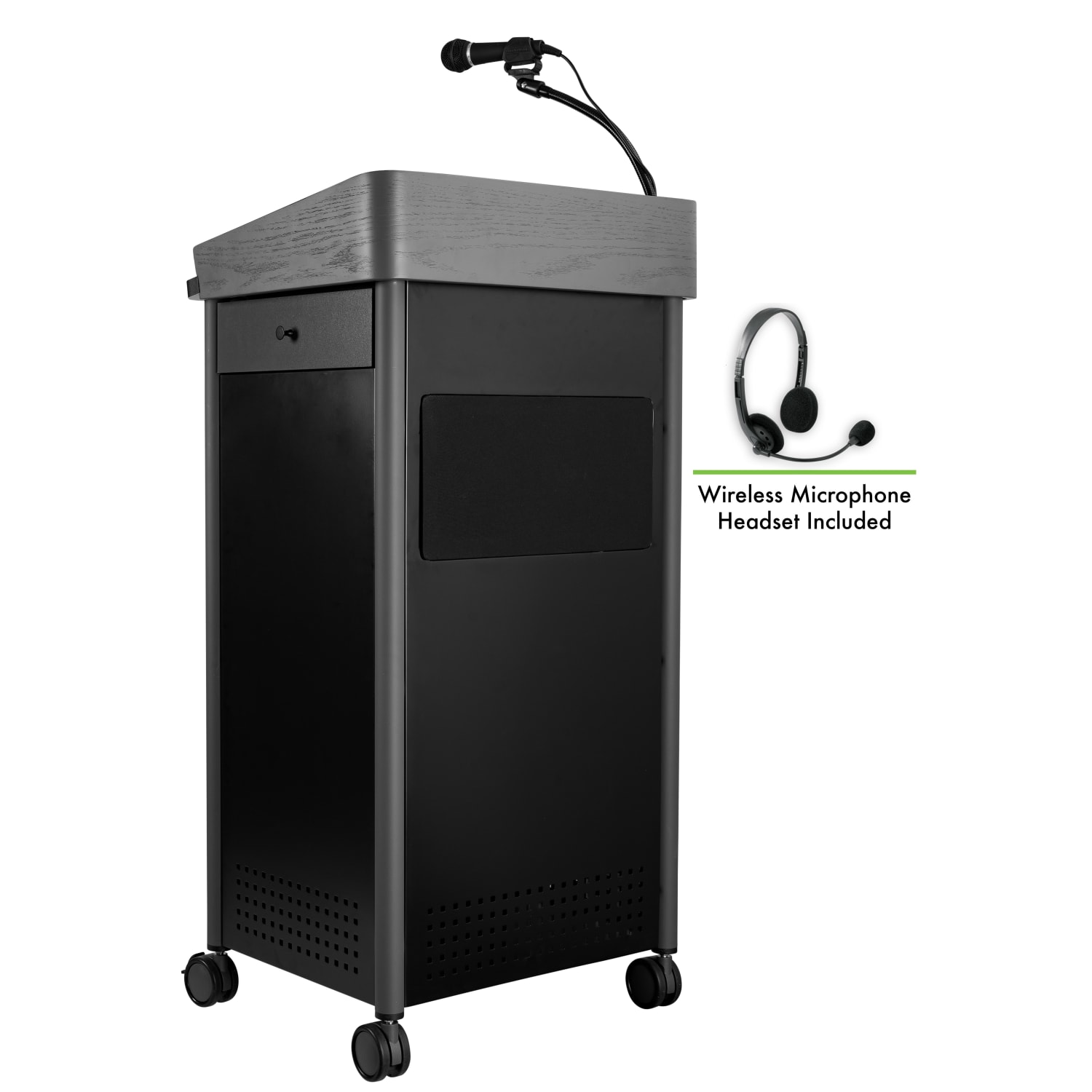 National Public Seating Oklahoma Sound Greystone Lectern , 45-1/2inHx23-1/2inWx19-1/4inD, Gray/Black - GSL-S/LWM-7 - Image 3