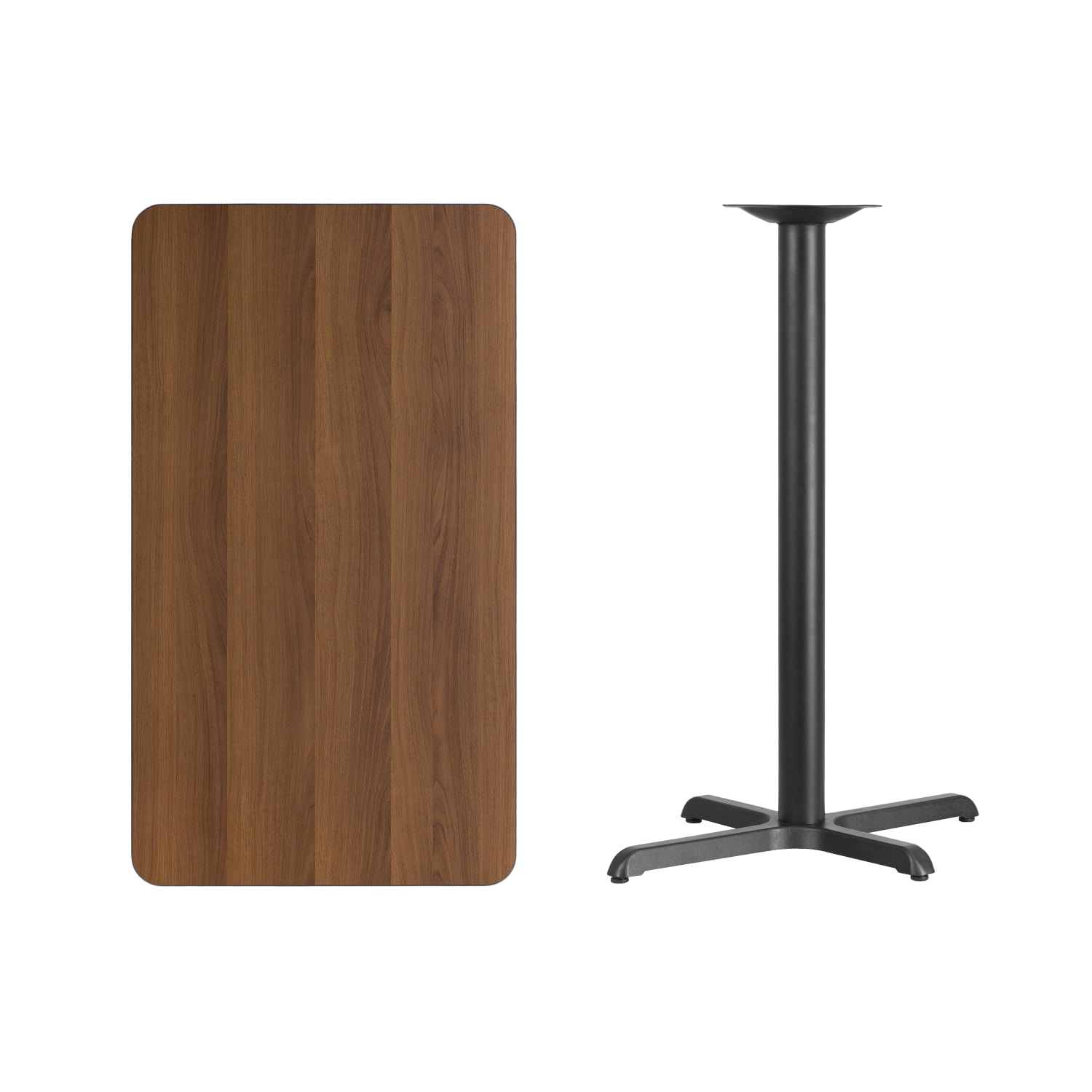 Flash Furniture Laminate Rectangular Table Top With Bar-Height Table Base, 43-1/8inH x 24inW x 42inD, Walnut/Black - Image 4