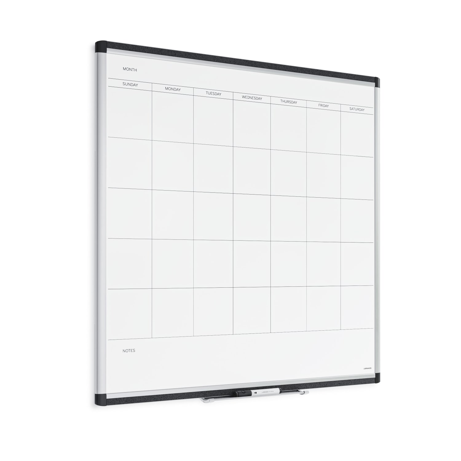 U Brands PINIT Magnetic Dry-Erase Monthly Calendar Board, 36in X 36in, Silver Aluminum Frame, Actual Size 35in X 35in (2902U00-01) - Image 3