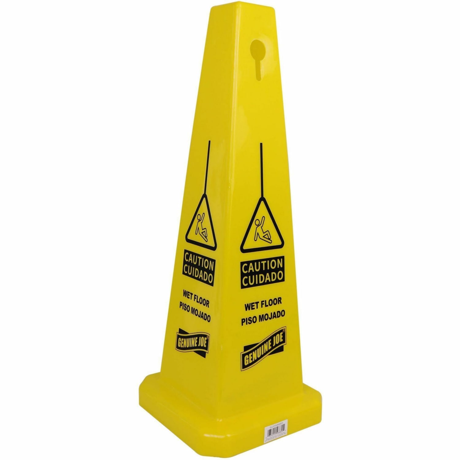Genuine Joe Bright 4-sided Caution Safety Cone - English, Spanish - 10inx 24inx10in Depth - Cone Shape - 58880CT - Image 4