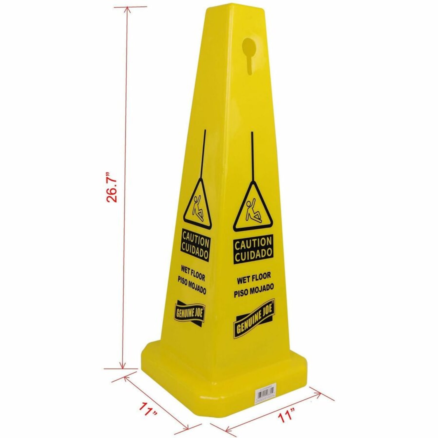 Genuine Joe Bright 4-sided Caution Safety Cone - English, Spanish - 10inx 24inx10in Depth - Cone Shape - 58880CT - Image 6