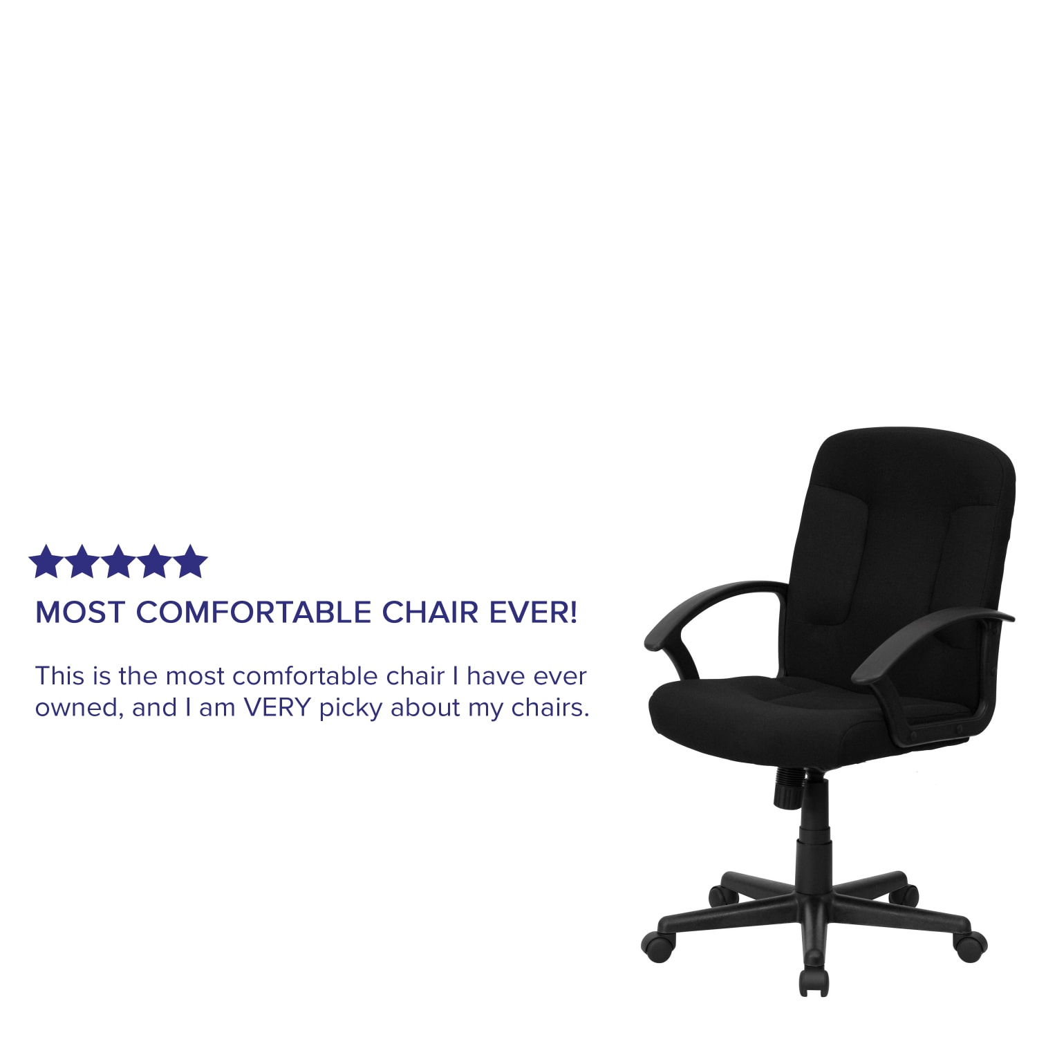 Flash Furniture Fabric Mid-Back Swivel Chair, Black - Image 6