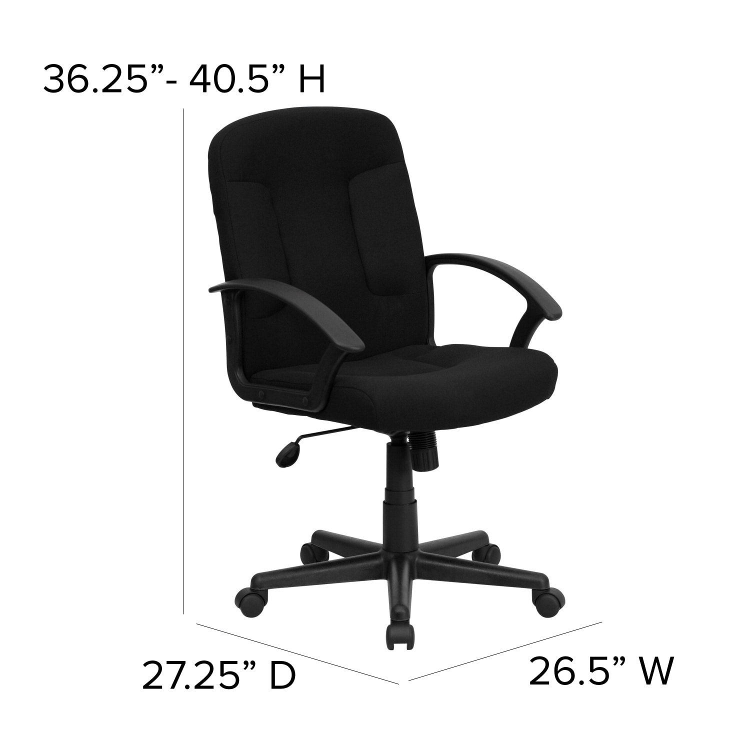 Flash Furniture Fabric Mid-Back Swivel Chair, Black - Image 8