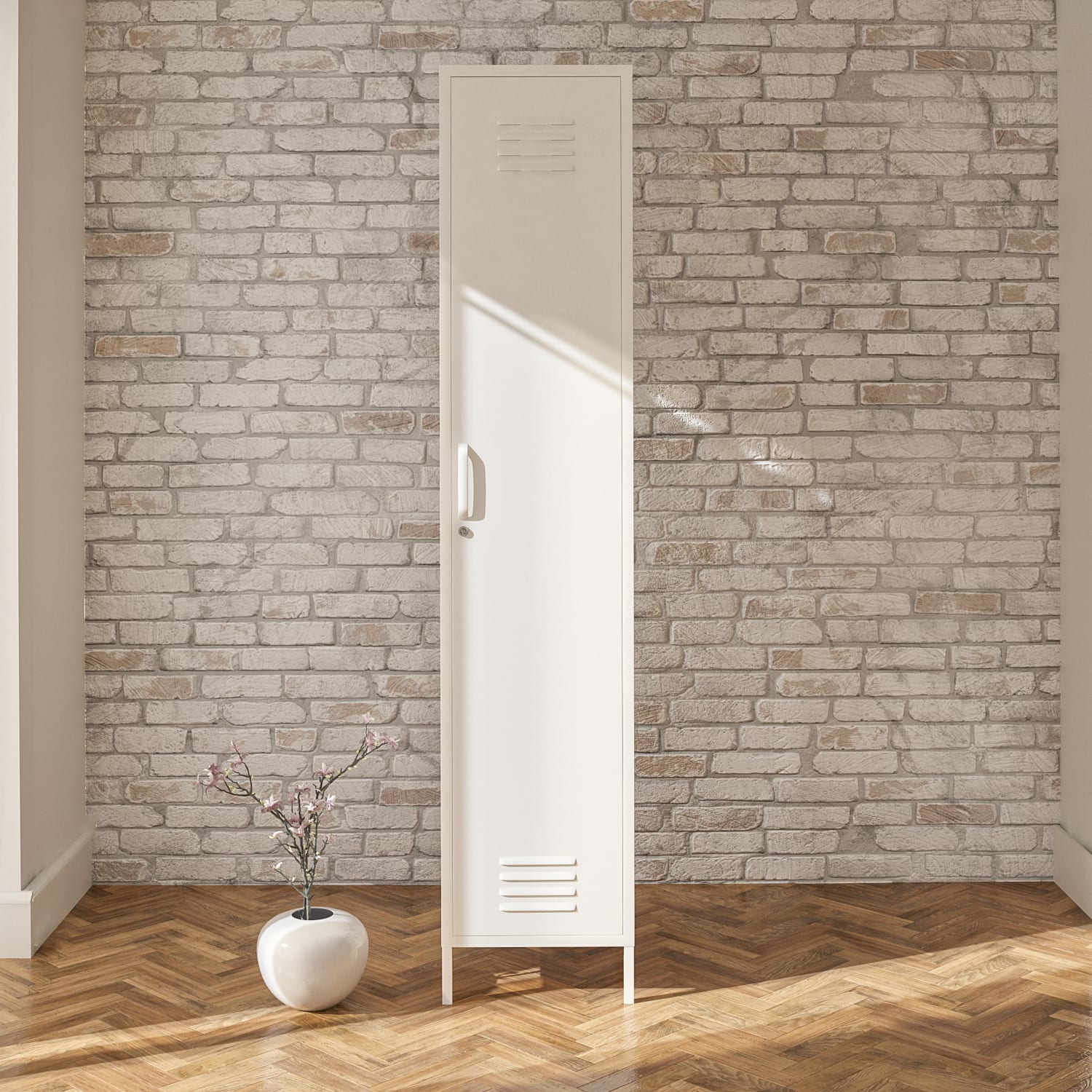 Ameriwood Home Mission District 4-Shelf Single Metal Locker Storage Cabinet, 72-13/16inH x 15inW x 15-3/4inD, White - Image 5