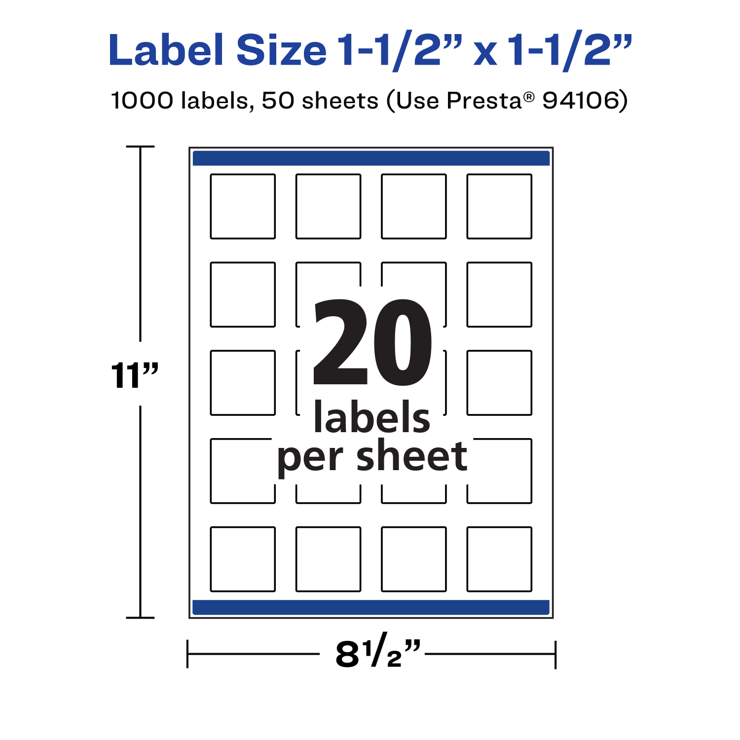 Avery Removable Labels With Sure Feed, 94106-RMP50, Square, 1-1/2in x 1-1/2in, White, Pack Of 1,000 Labels - Image 6