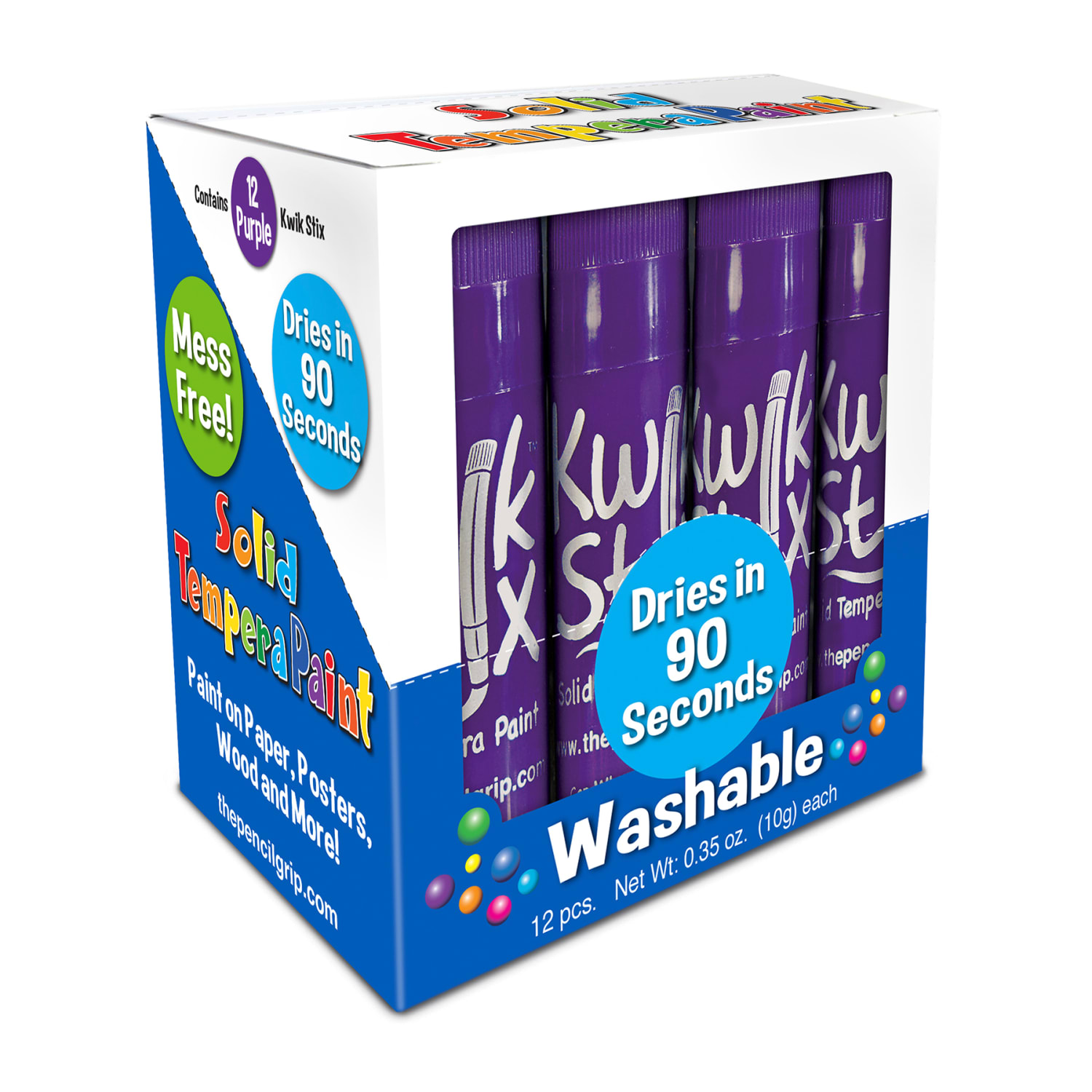 The Pencil Grip Kwik Stix Solid Tempera Paint Sticks, Purple, 12 Sticks Per Pack, Set Of 2 Packs - Image 3