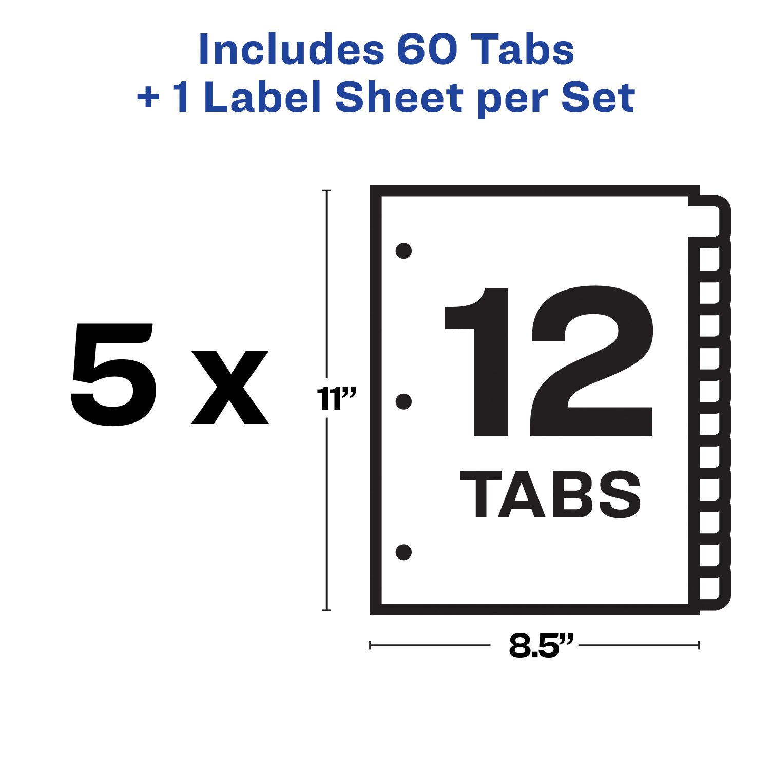 Avery Customizable Index Maker Dividers For 3 Ring Binder, Easy Print & Apply Clear Label Strip, 12 Tab, White, Pack Of 5 Sets - Image 6