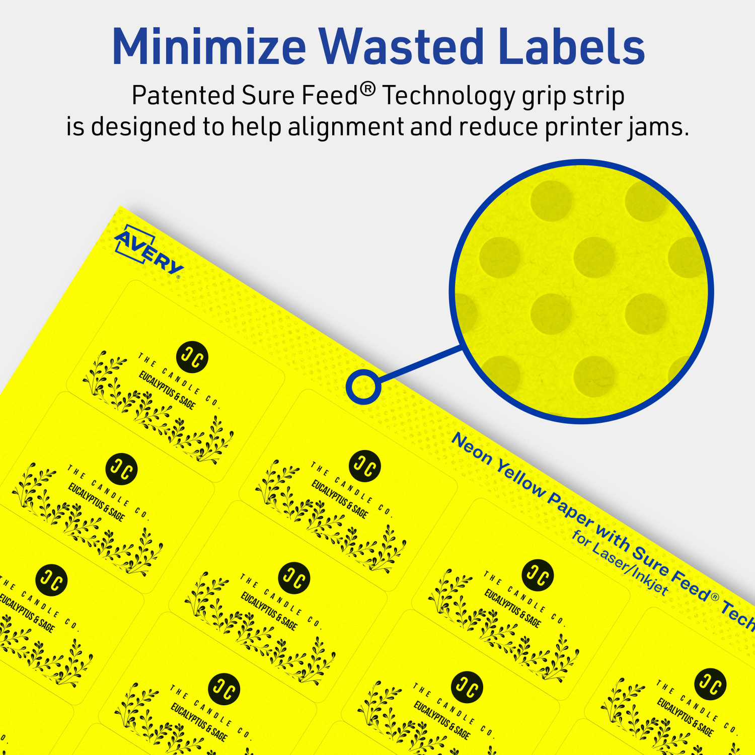 Avery Printable Labels With Sure Feed Technology, 94226-NYP20, Rectangle, 1-1/4in x 1-3/4in, Matte Neon Yellow, Pack of 640 - Image 5