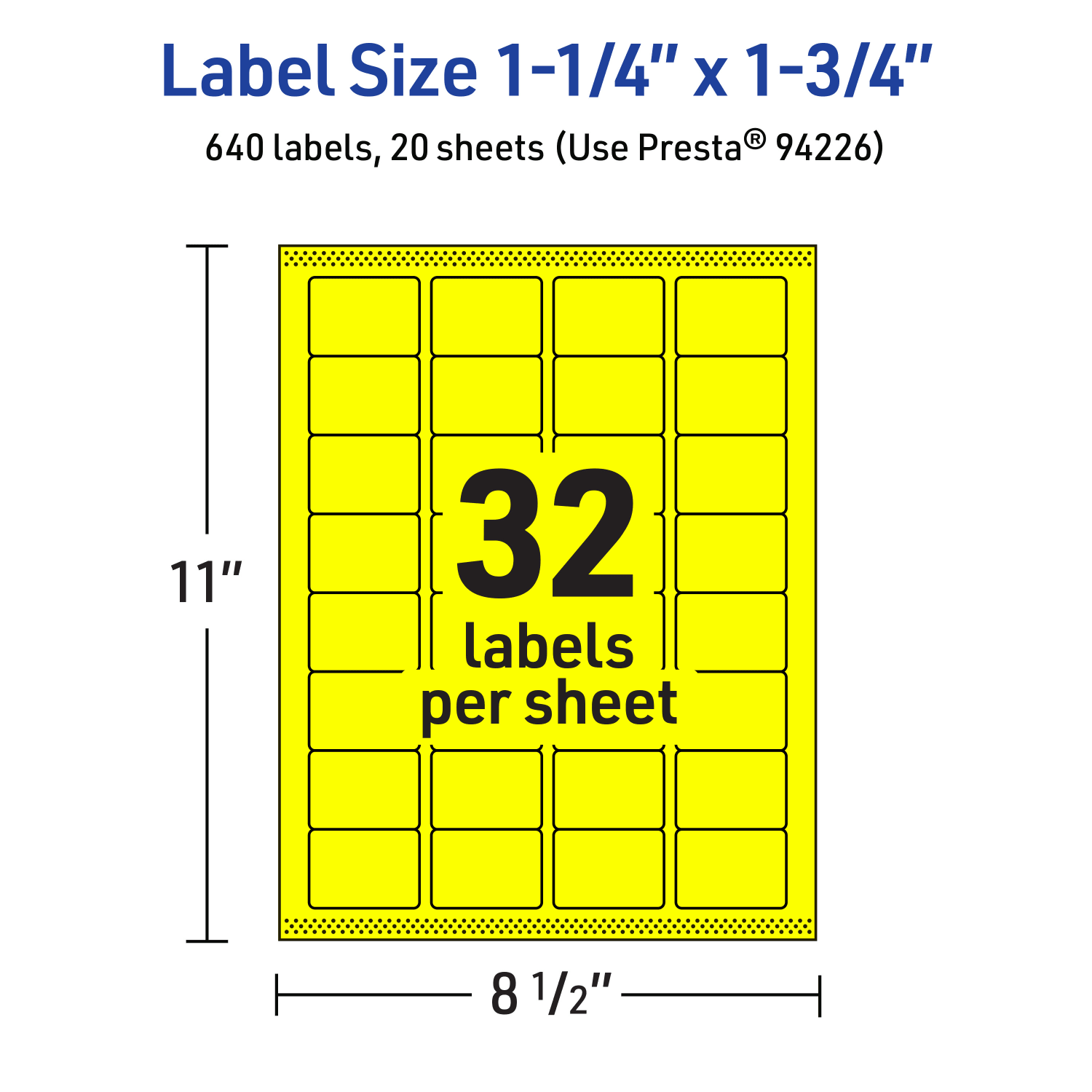 Avery Printable Labels With Sure Feed Technology, 94226-NYP20, Rectangle, 1-1/4in x 1-3/4in, Matte Neon Yellow, Pack of 640 - Image 6