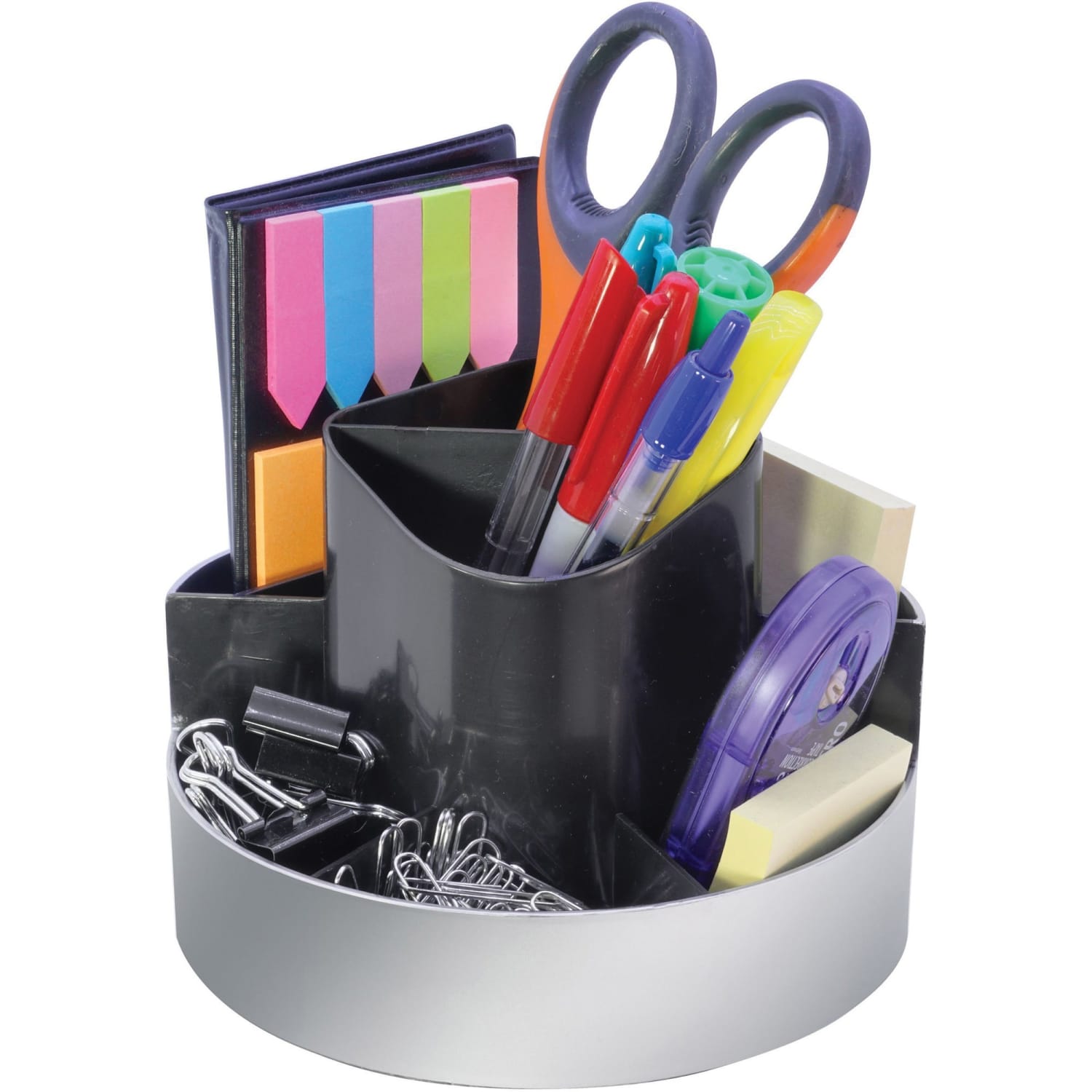 Kantek Rotating Desktop Organizer, 4.4inH x 6inW, Desktop, Silver, 1Each