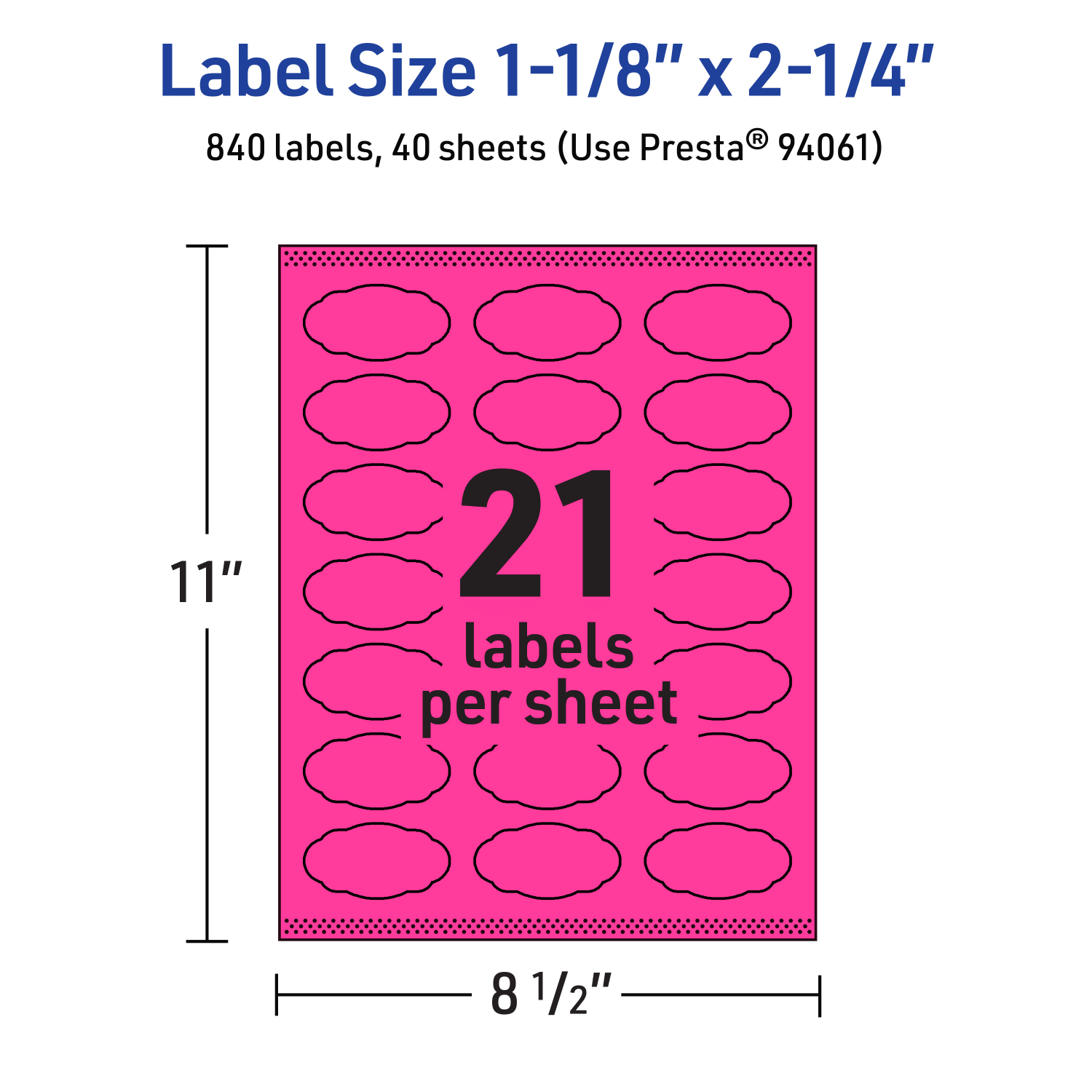 Avery Print-To-The-Edge Labels With Sure Feed Technology And Easy Peel, 94061-NMP40, Oval Scalloped, 1-1/8inx2-1/4in, Matte Neon Magenta, Pack of 840 - Image 6