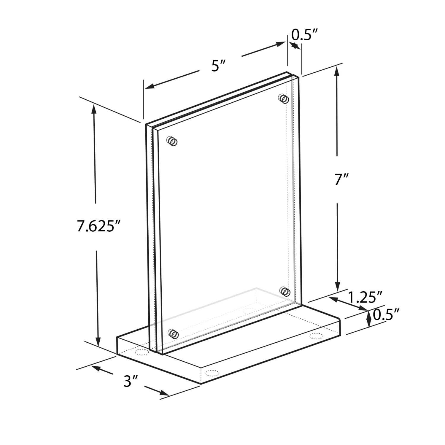 Azar Displays Acrylic Vertical Slim Block Frame, 7inH x 5inW x 3'D, Clear - Image 3