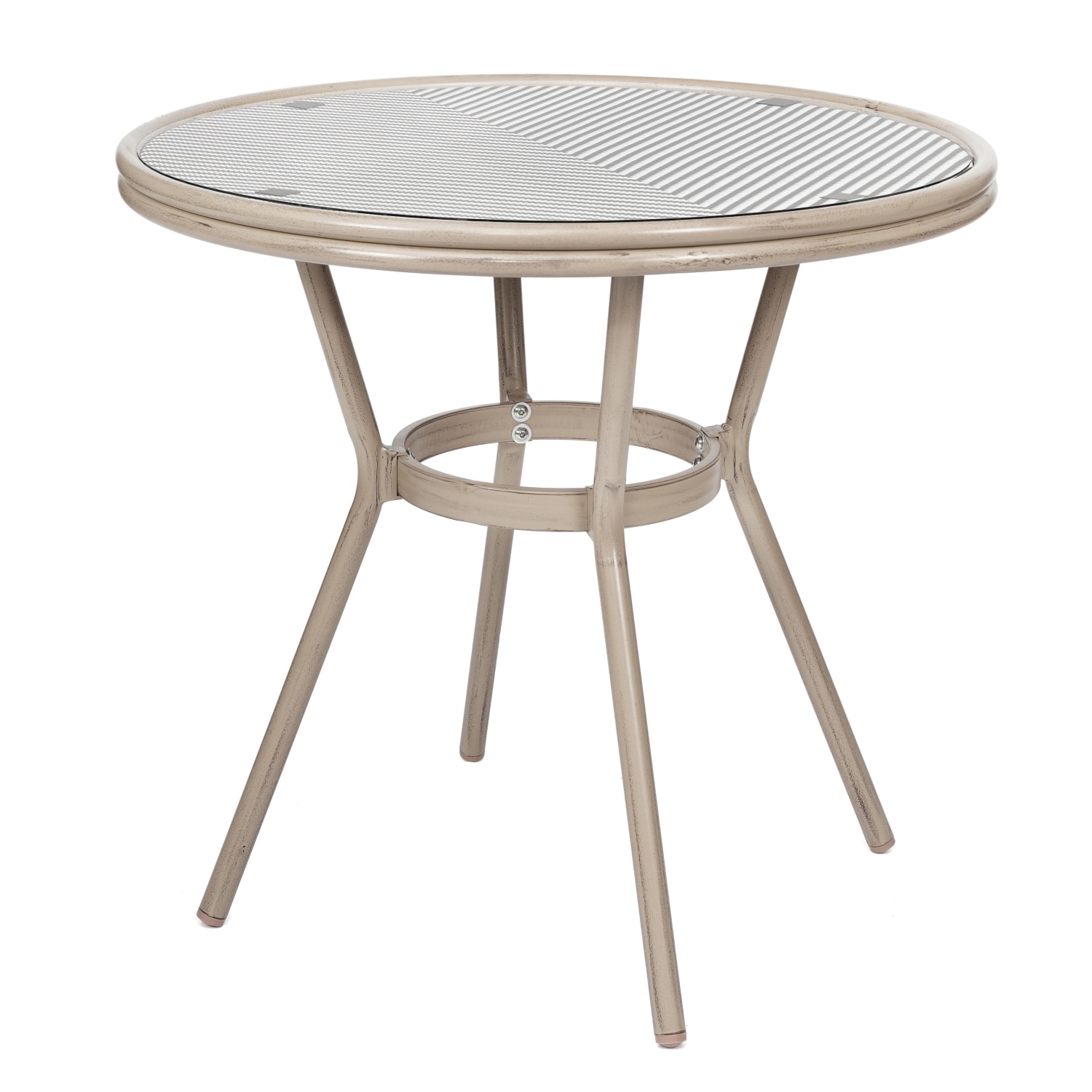 Flash Furniture Marseille Indoor/Outdoor Commercial Bistro 31.5in Table, Black & White Textilene/Light Natural Frame - SDA64180BKWHLN