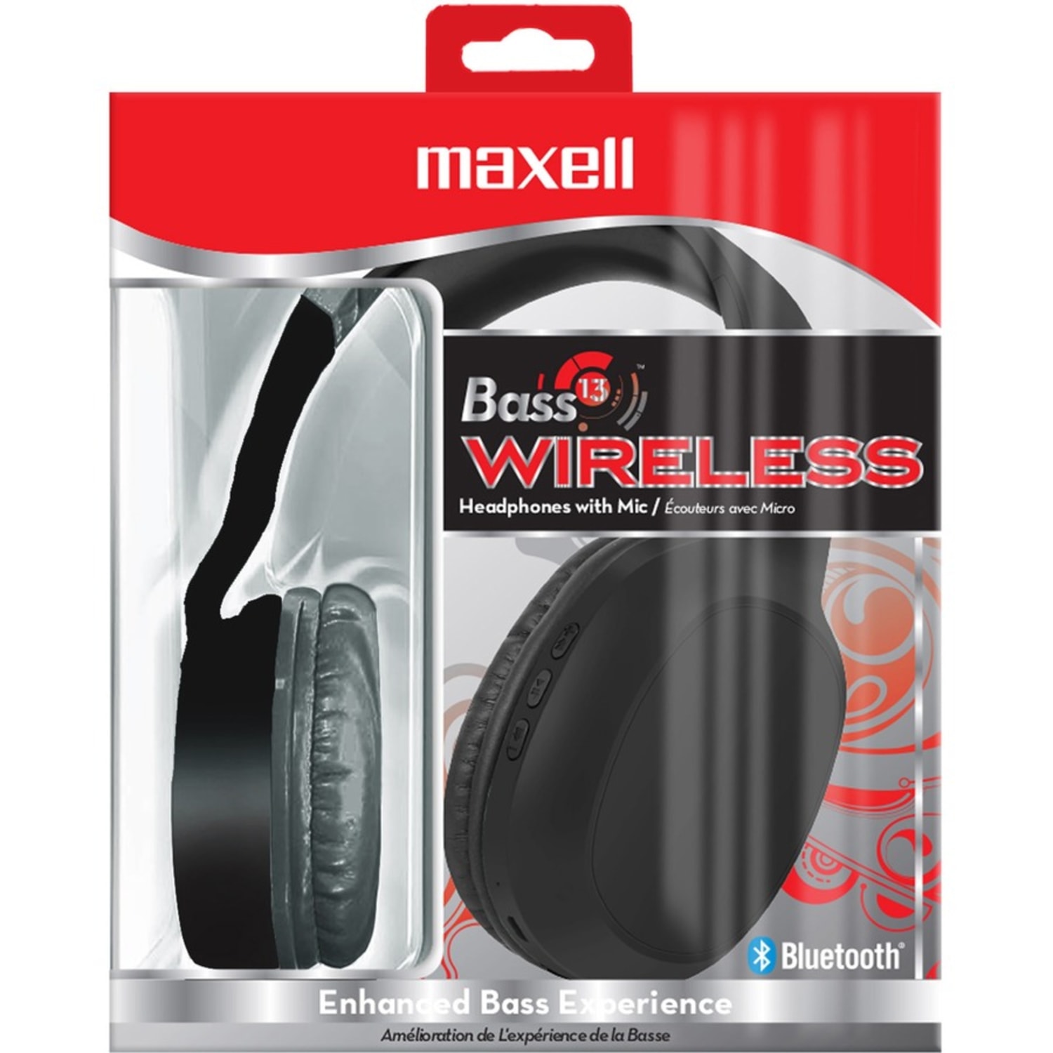 Maxell Bass 13 Wireless Headphones - Wireless - Bluetooth - 20 Hz to 20 kHz - Over-the-head, On-ear - Circumaural - Black - Image 5