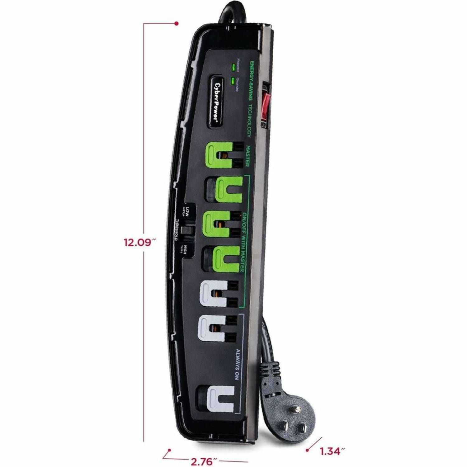 CyberPower P705G Essential 7 - Outlet Surge with 2100 J - Clamping Voltage 400V, 5 ft, NEMA 5-15P, Right Angle - P705G - Image 4