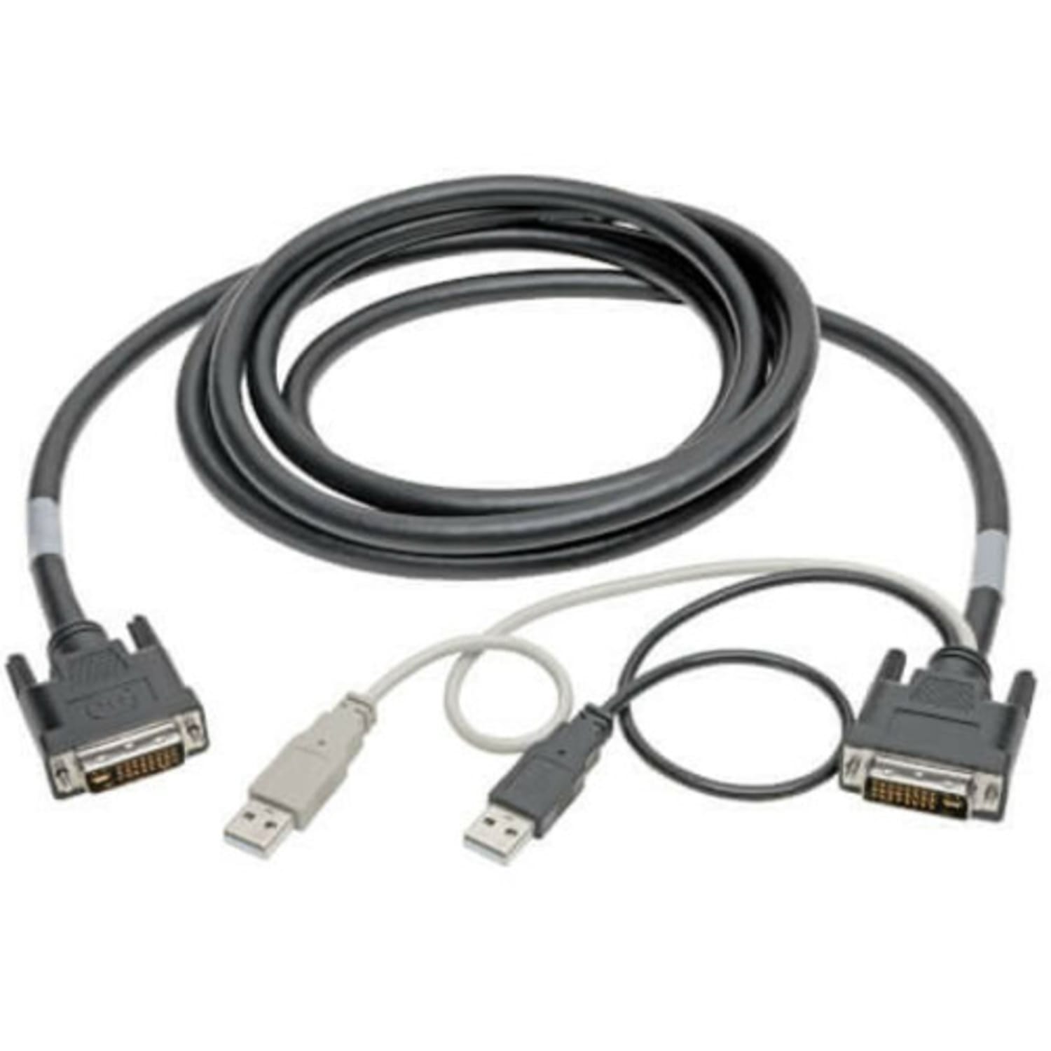 Tripp Lite DVI to USB-A Dual KVM Cable Kit 2x Male 2x Male 1080p @60Hz 10ft - First End: 1 x DVI-I (Dual-Link) Male Digital Video - Second End: 1 x DVI-I (Dual-Link) Male Digital Video, Second End: 2 x USB Type A Male - 60 MB/s - Black - Image 3