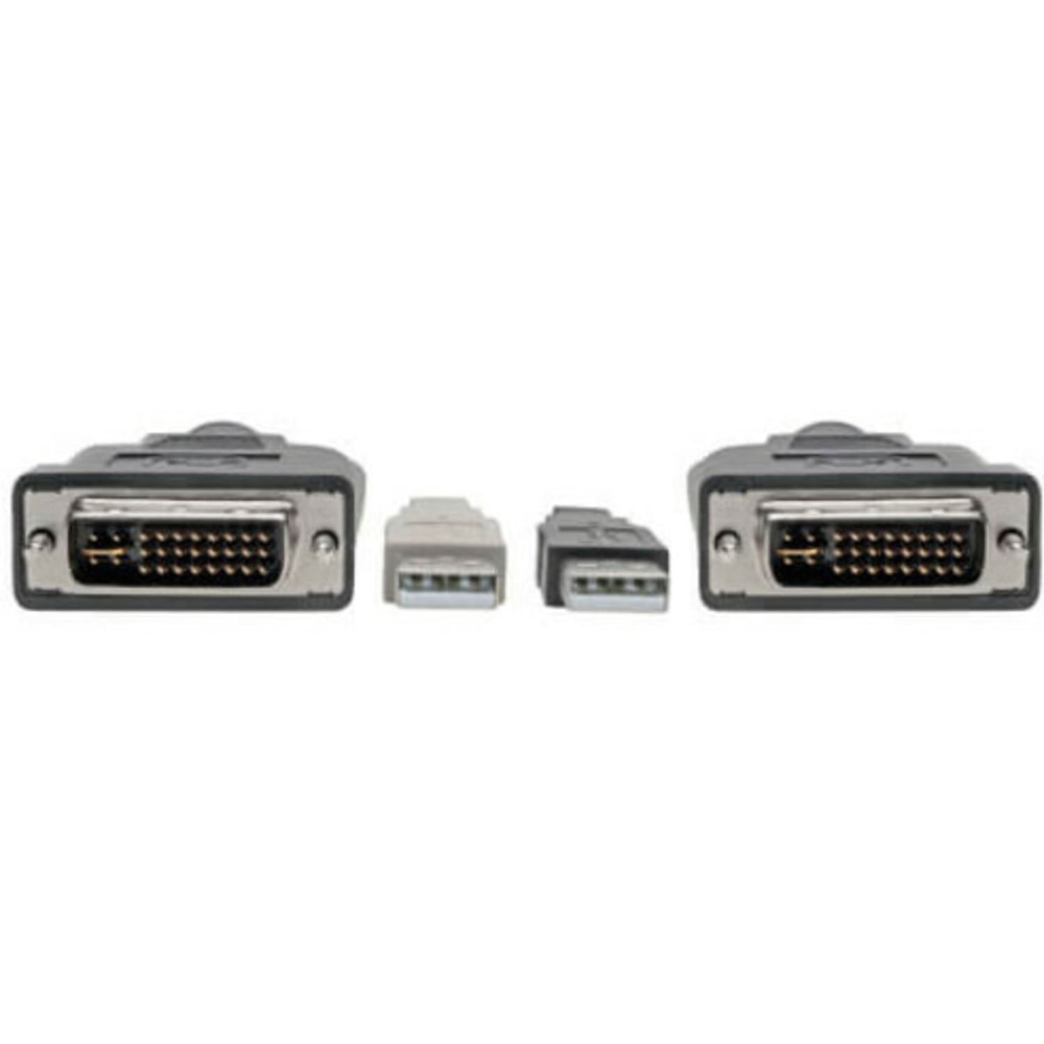 Tripp Lite DVI to USB-A Dual KVM Cable Kit 2x Male 2x Male 1080p @60Hz 10ft - First End: 1 x DVI-I (Dual-Link) Male Digital Video - Second End: 1 x DVI-I (Dual-Link) Male Digital Video, Second End: 2 x USB Type A Male - 60 MB/s - Black - Image 4