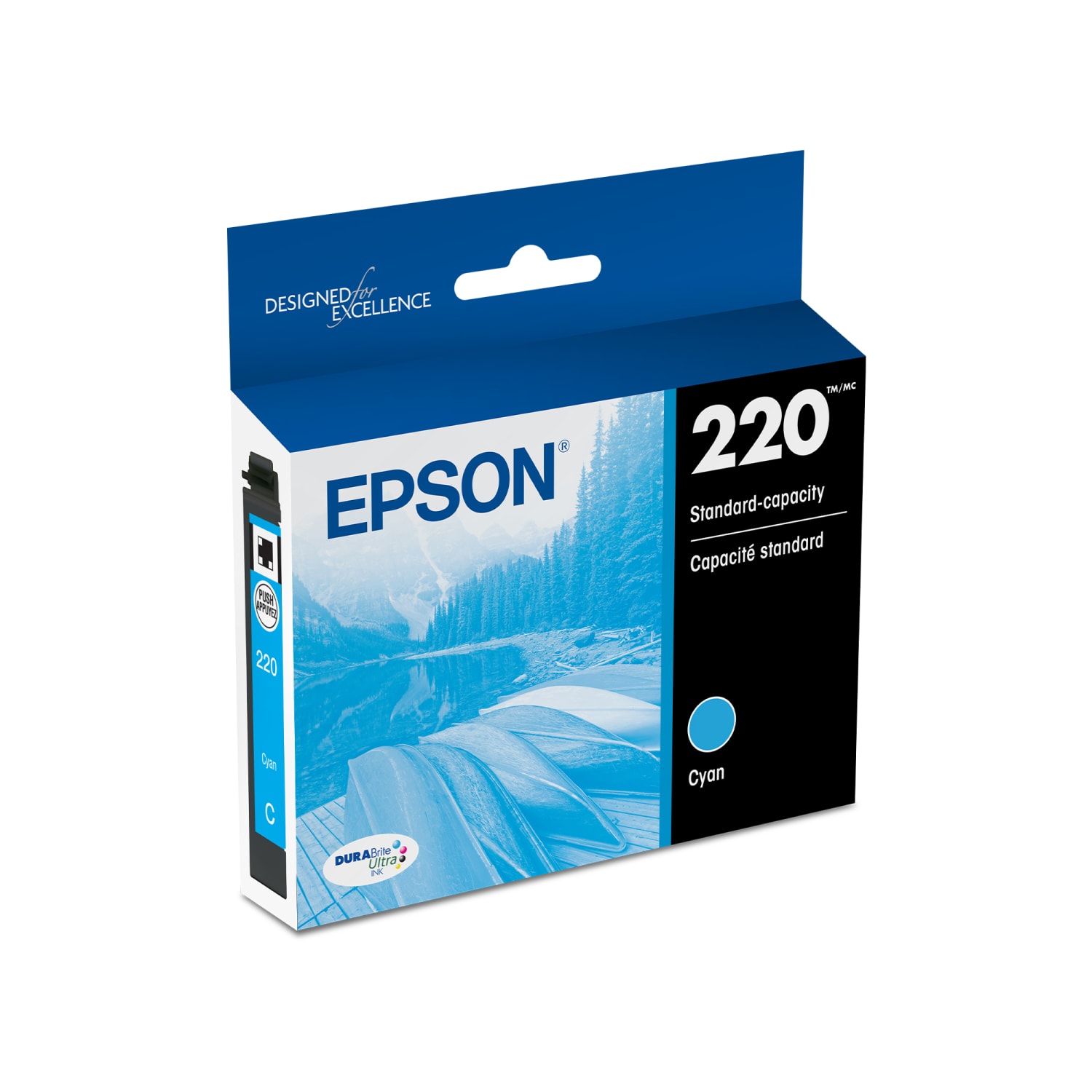 Epson 220 DuraBrite Ultra Cyan Ink Cartridge, T220220-S