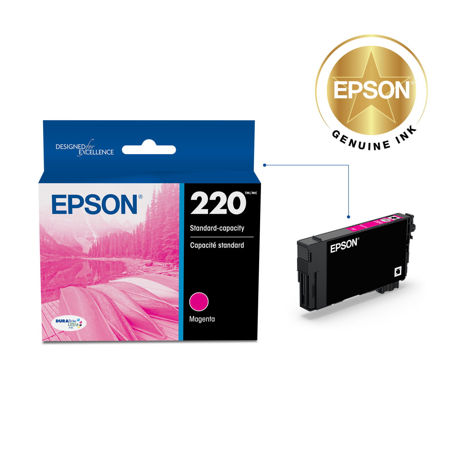 Epson 220 DuraBrite Ultra Magenta Ink Cartridge, T220320-S - Image 3