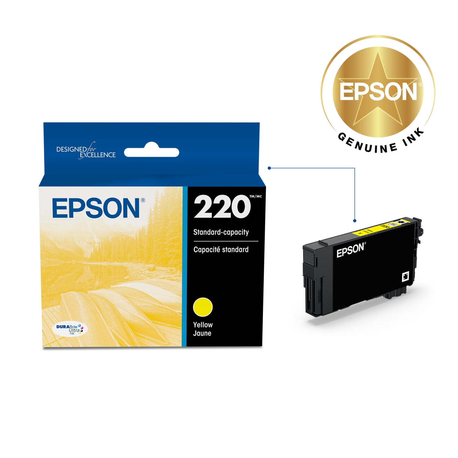 Epson 220 DuraBrite Ultra Yellow Ink Cartridge, T220420-S - Image 3