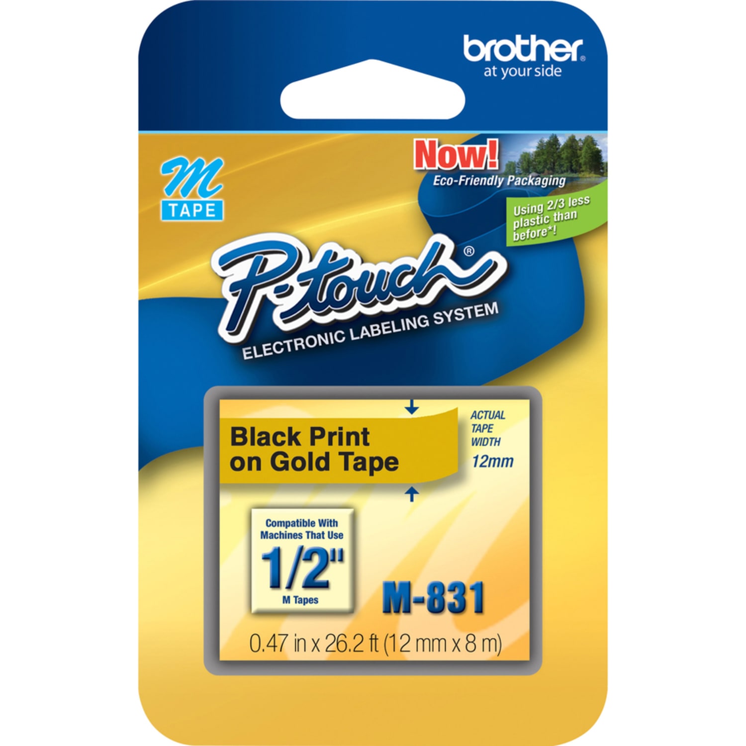 Brother P-touch Nonlaminated M Series Tape Cartridge, 1/2inW x 26 1/5L , Rectangle, Black, 3 Per Bundle - Image 3