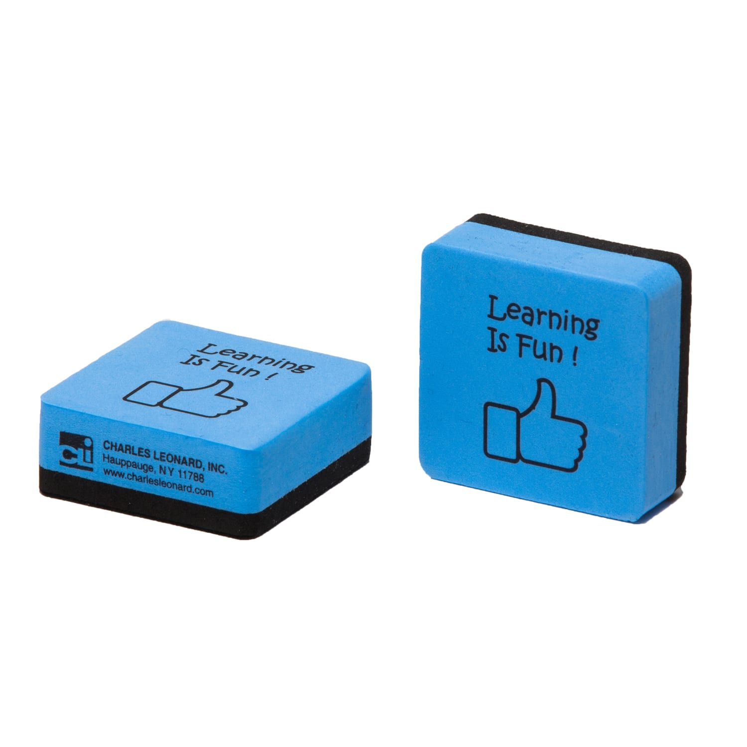 Charles Leonard Mini Whiteboard Erasers, 2in x 2in, Blue/Black, 15 Erasers Per Pack, Set Of 3 Packs - Image 3