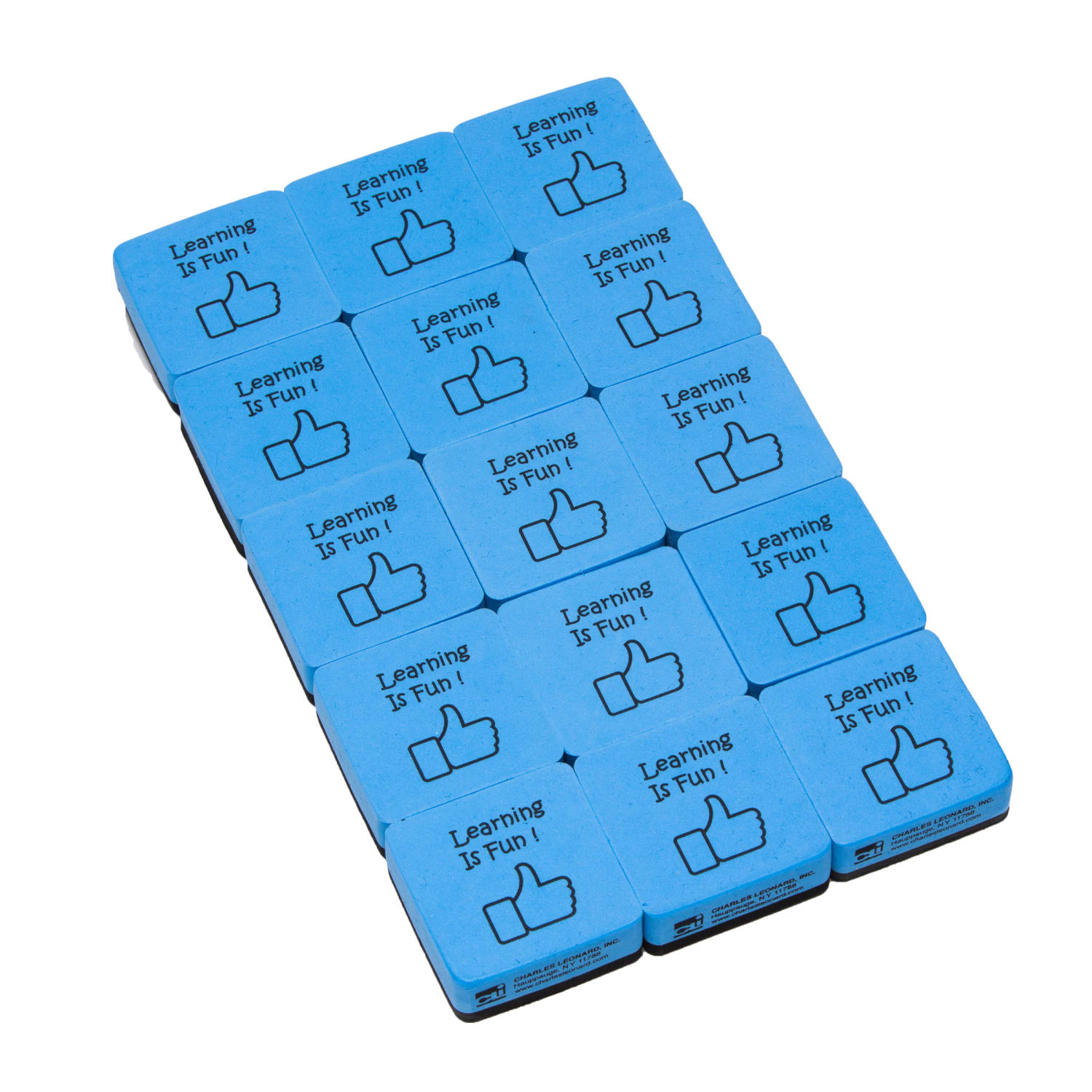 Charles Leonard Mini Whiteboard Erasers, 2in x 2in, Blue/Black, 15 Erasers Per Pack, Set Of 3 Packs - Image 4