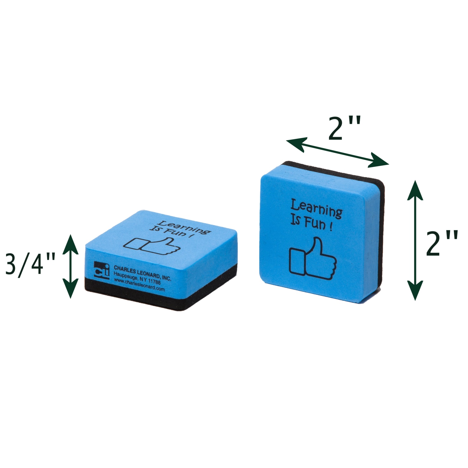 Charles Leonard Mini Whiteboard Erasers, 2in x 2in, Blue/Black, 15 Erasers Per Pack, Set Of 3 Packs - Image 5