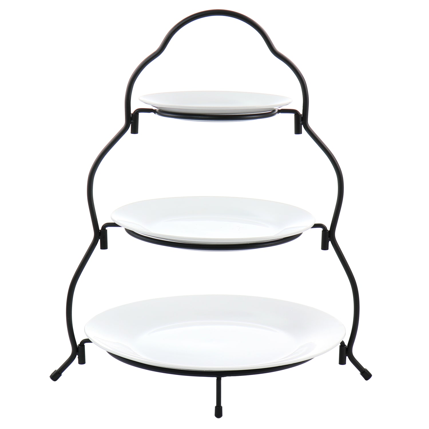 Elama 3-Tier Round Plate 4-Piece Serveware Set, 10-1/2in, White