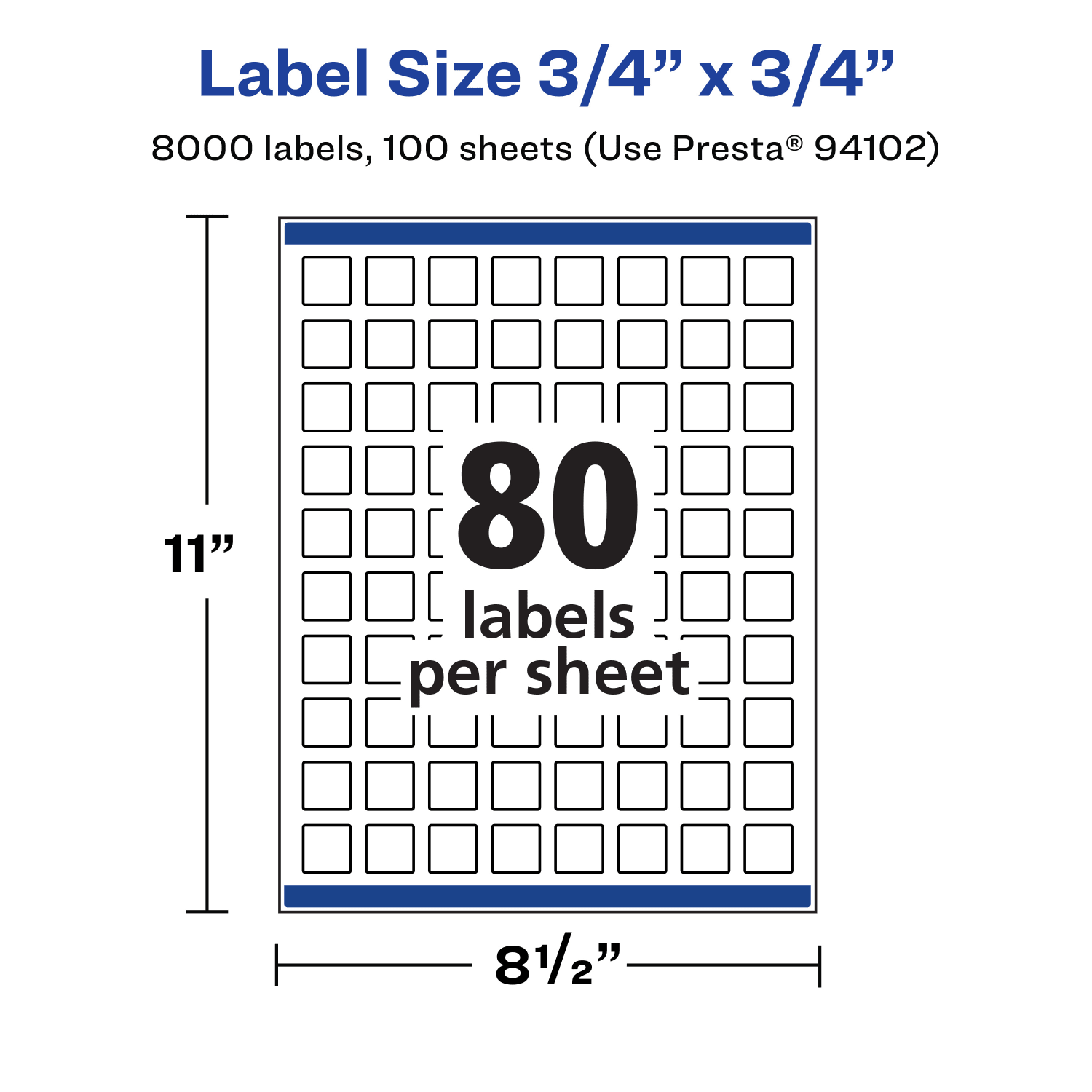 Avery Removable Labels With Sure Feed, 94102-RMP100, Square, 3/4in x 3/4in, White, Pack Of 8,000 Labels - Image 6