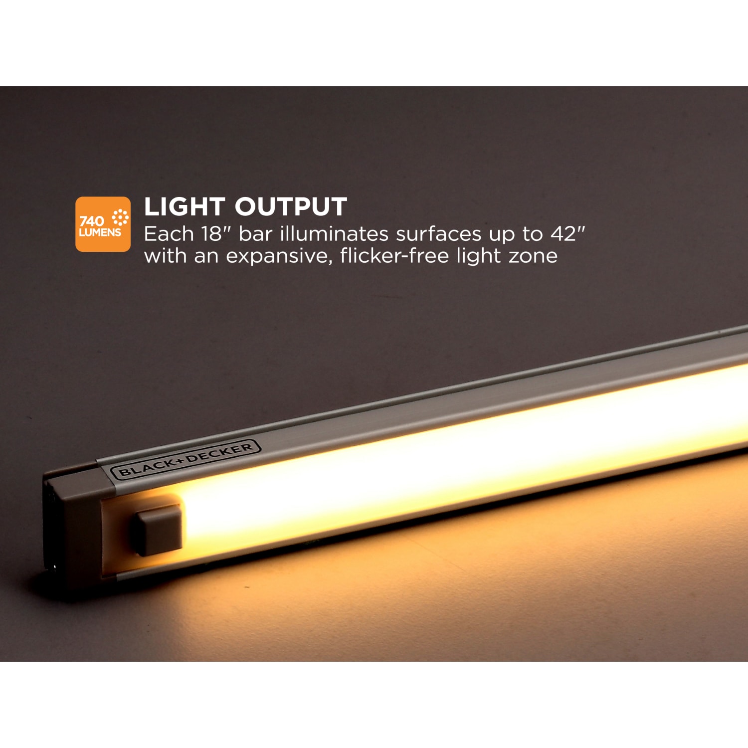 Black+Decker 1-Bar Under-Cabinet LED Lighting Kit, 18in, Warm White - Image 4