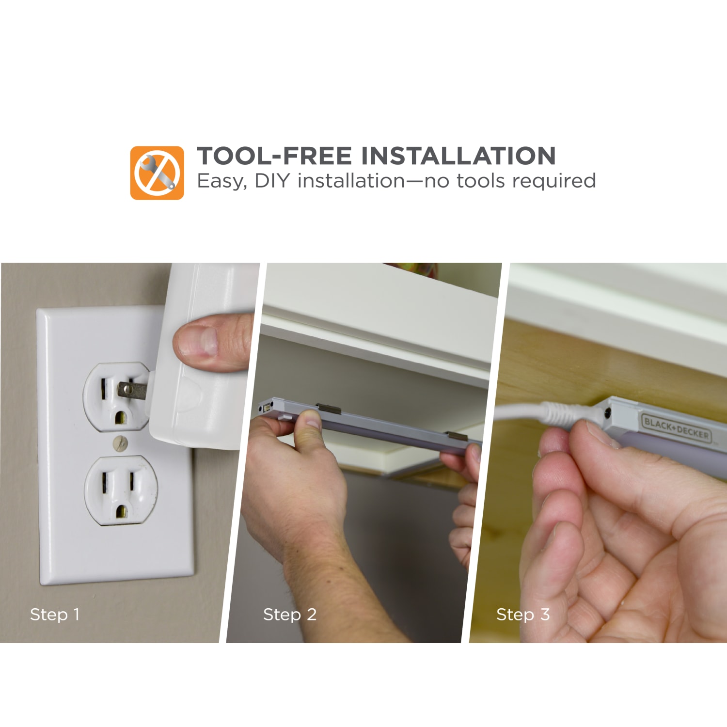 Black+Decker 1-Bar Under-Cabinet LED Lighting Kit, 18in, Warm White - Image 6