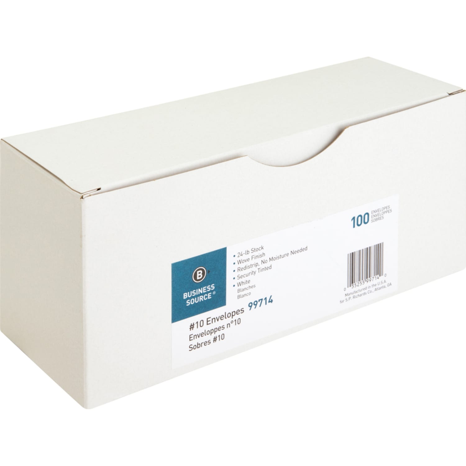 Business Source No. 10 Peel-to-seal Security Envelopes - Business - #10 - 4 1/8inx 9 1/2in - 24 lb - Peel & Seal - White - Wove - 100 / Box - 99714 - Image 4