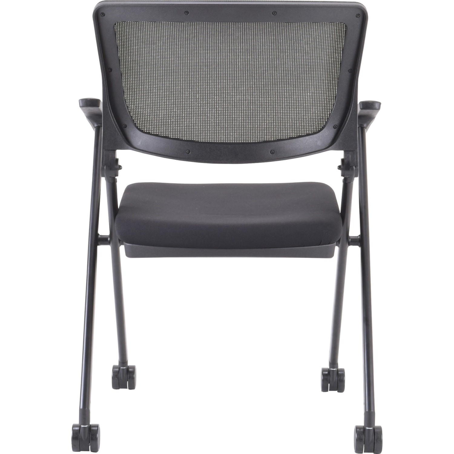Lorell Mesh Back Nesting Chairs, With Arms, Black, Set Of 2 Chairs - Image 6