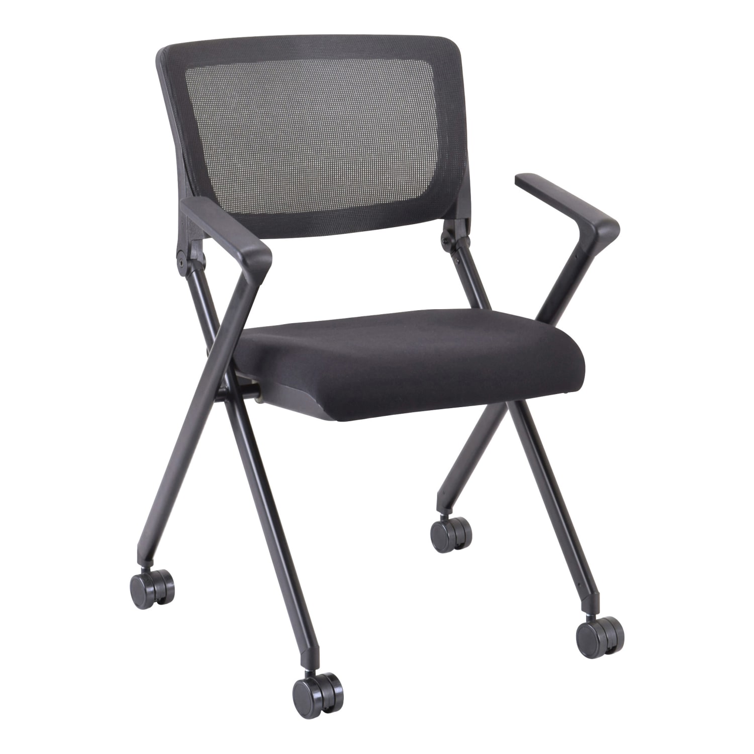 Lorell Mesh Back Nesting Chairs With Arms Black Set Of 2 Chairs PopularChairscom