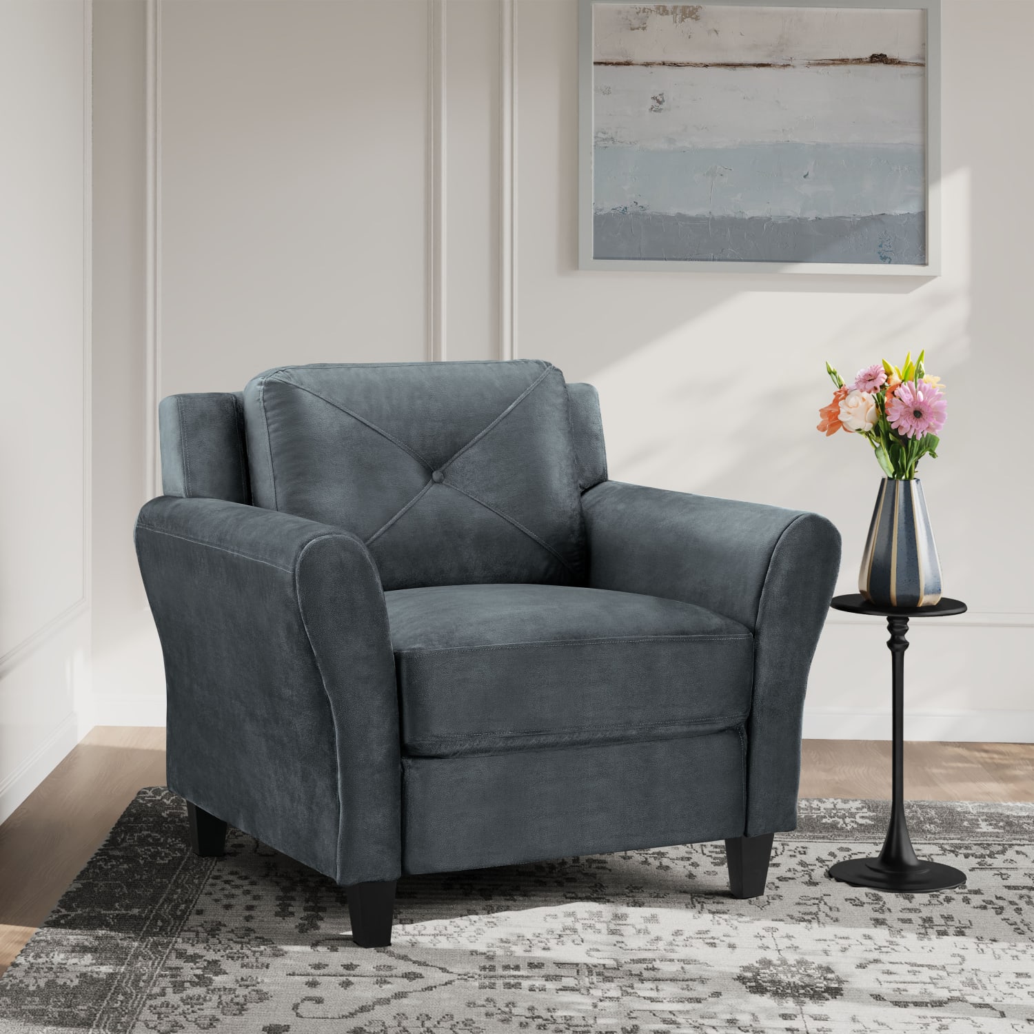 Lifestyle Solutions Hanson Microfiber Chair, Dark Gray - Image 3