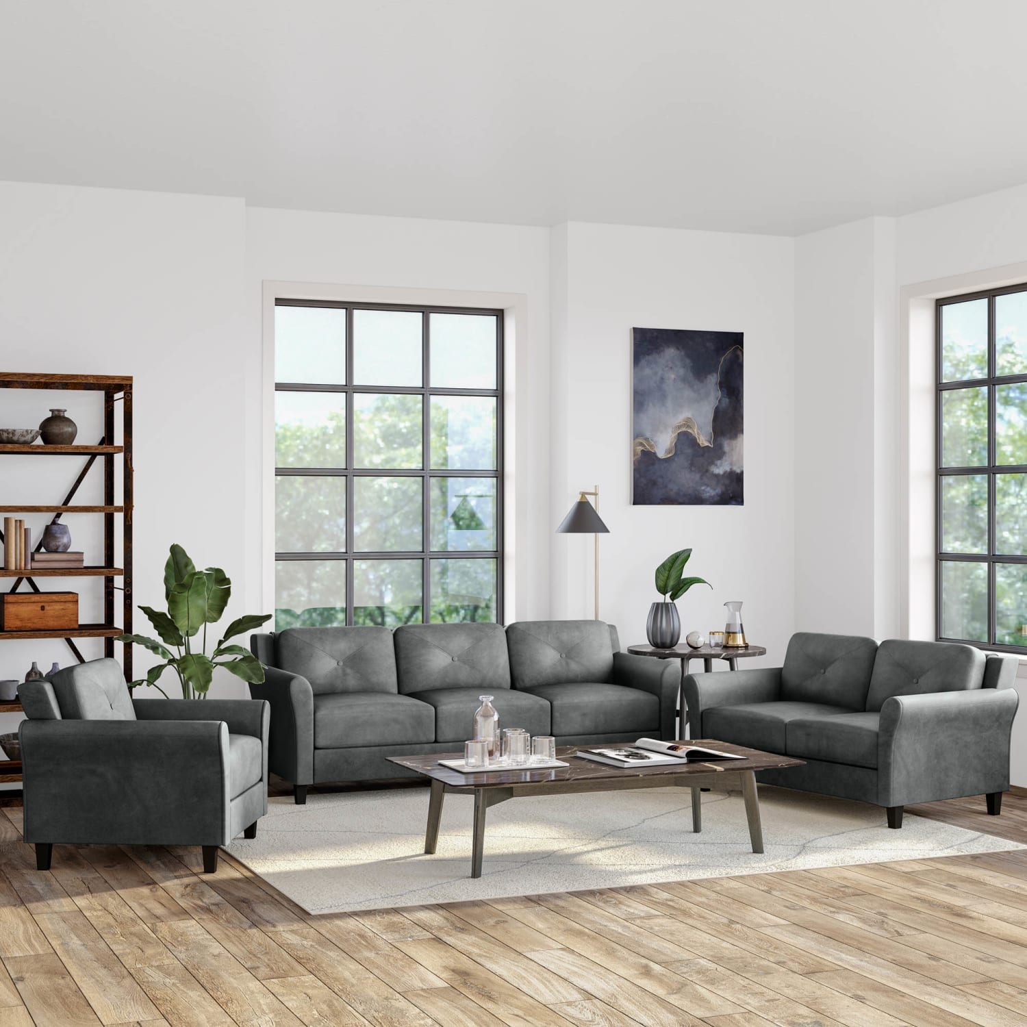 Lifestyle Solutions Hanson Microfiber Chair, Dark Gray - Image 11
