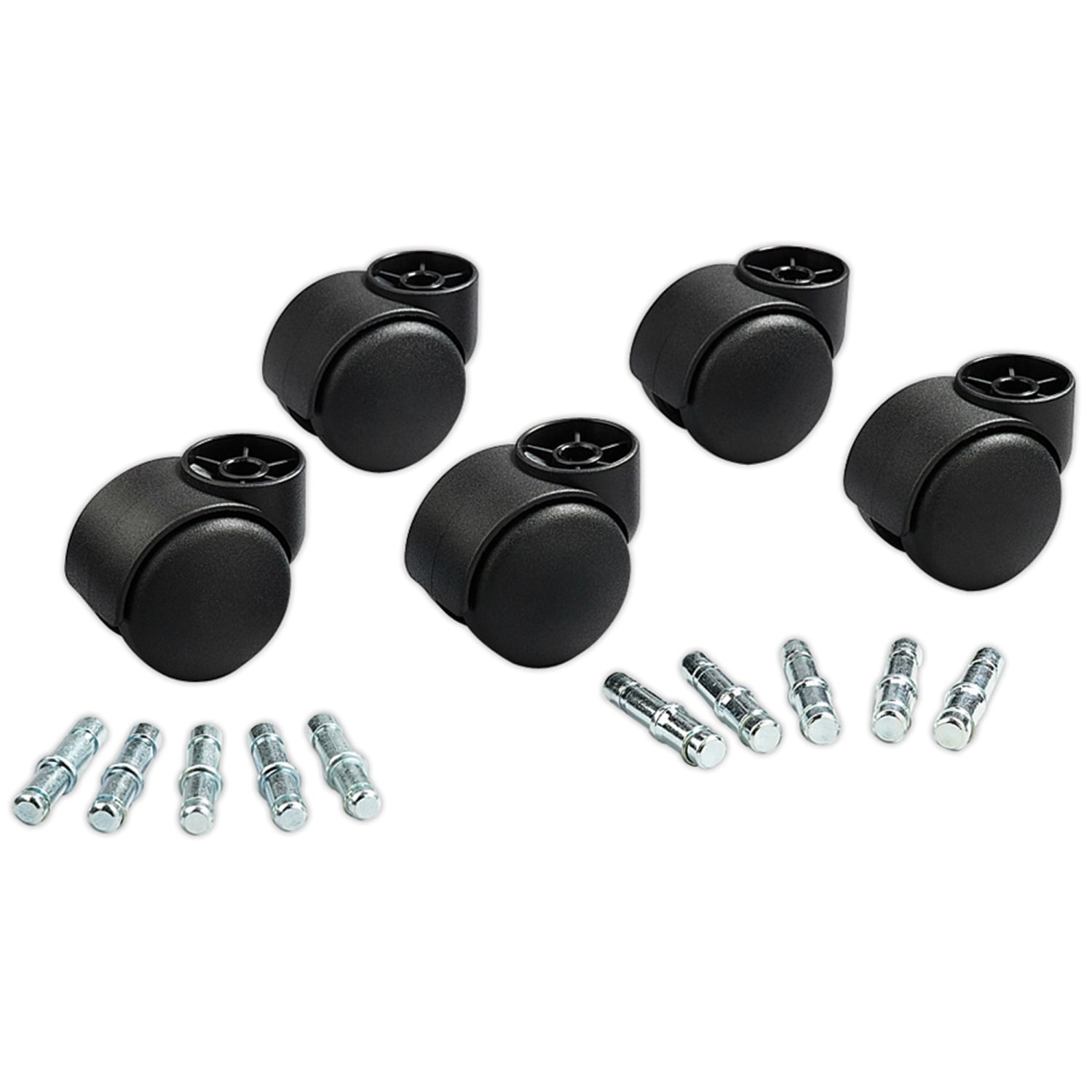 Master Caster Futura Series Casters, Hard Wheel, Stem B For Metal Bases, Pack Of 5